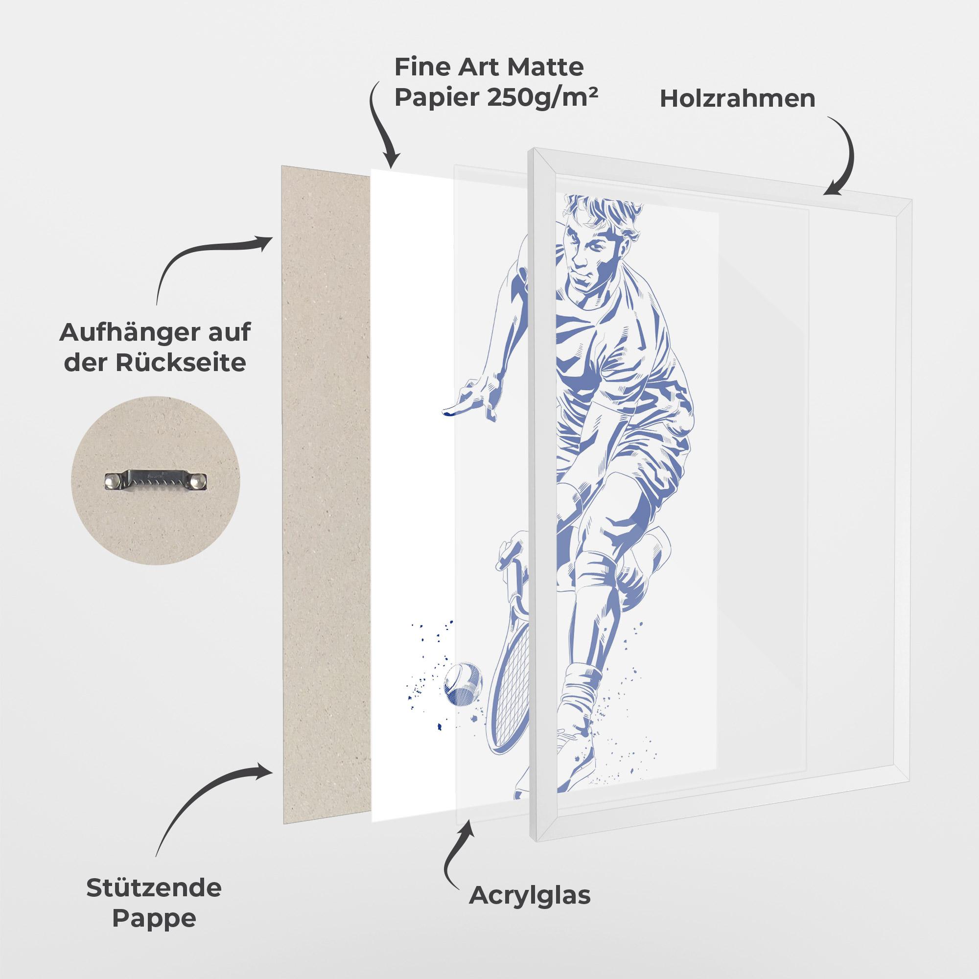 Gerahmte Poster Blue Tennis mockup 1