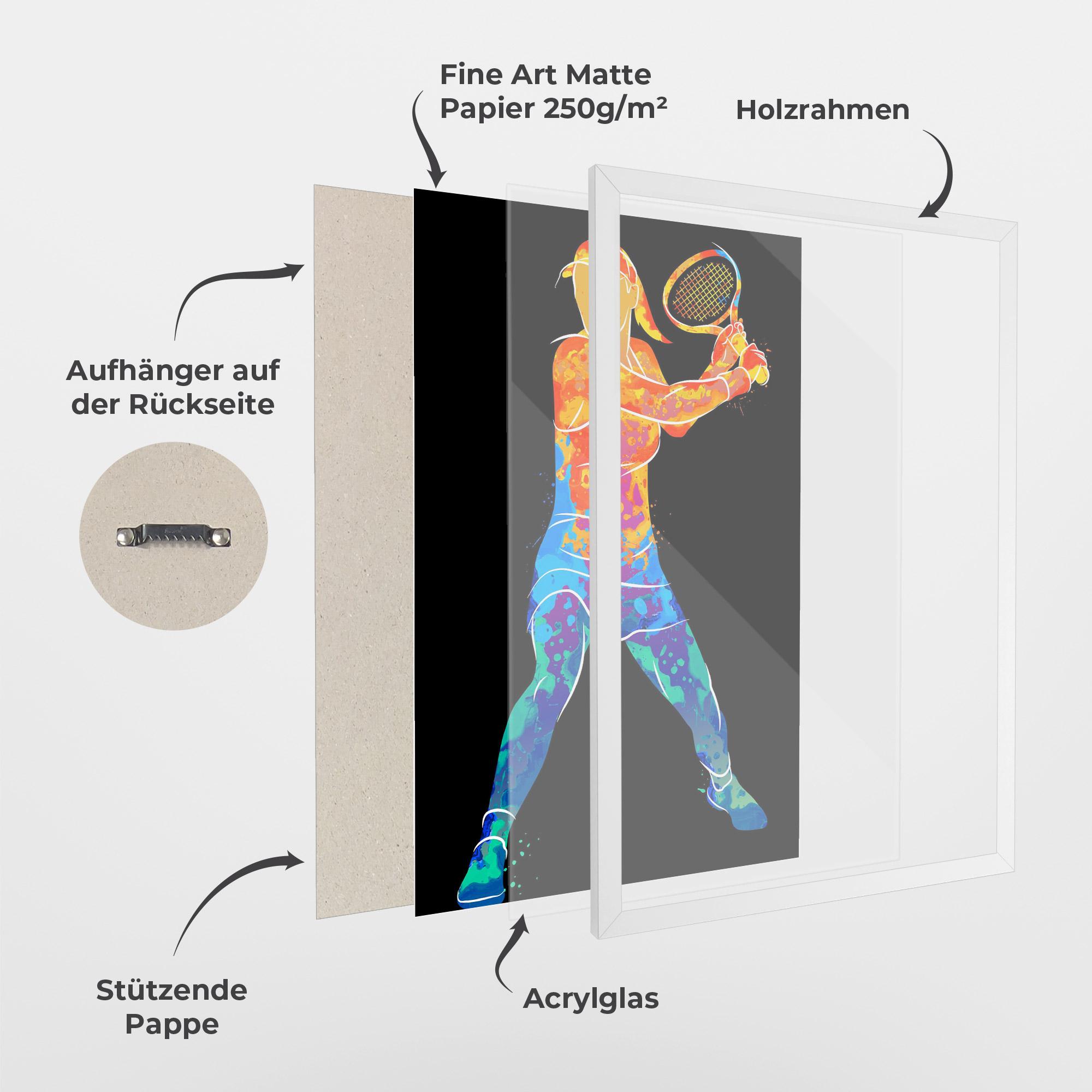 Gerahmte Poster Green Orange Tennis mockup 1
