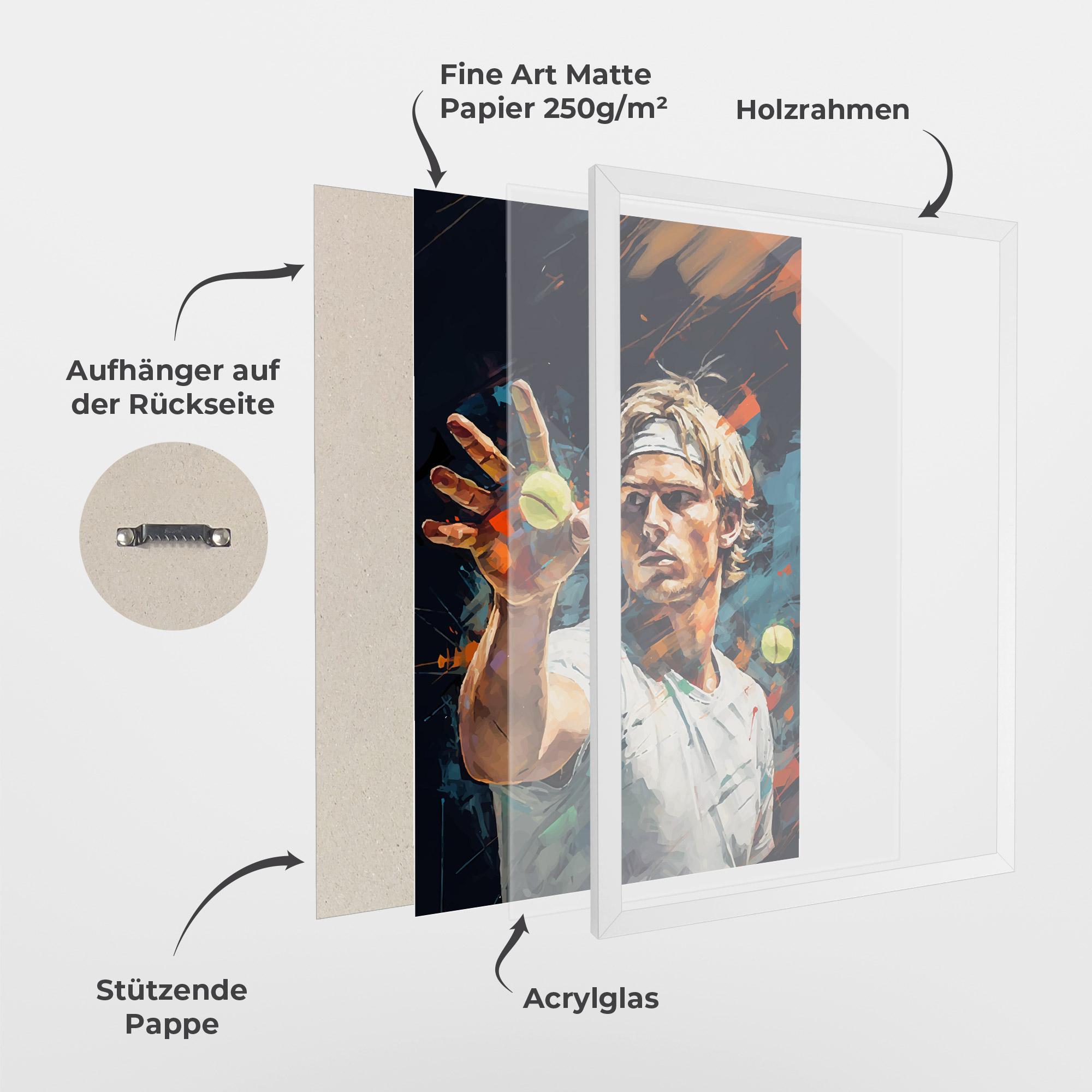 Gerahmte Poster Tennis Player Art mockup 1