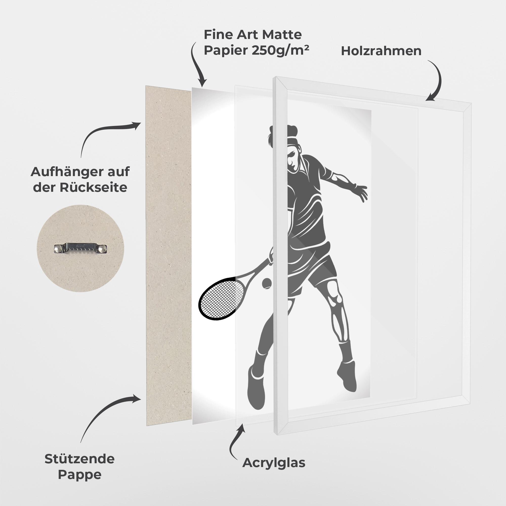 Gerahmte Poster Tennis Player Line mockup 1