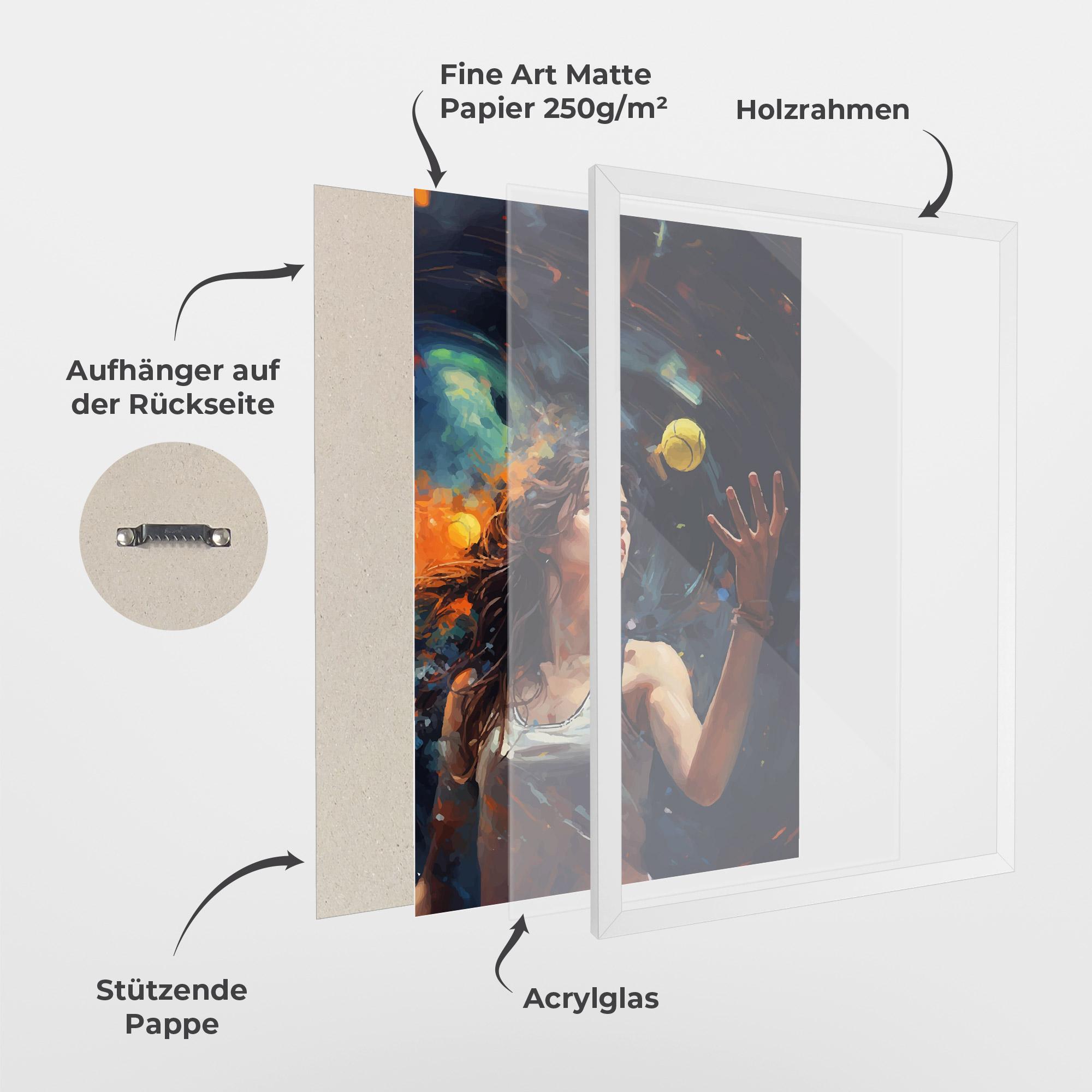 Gerahmte Poster Tennis Pretty Girl mockup 1