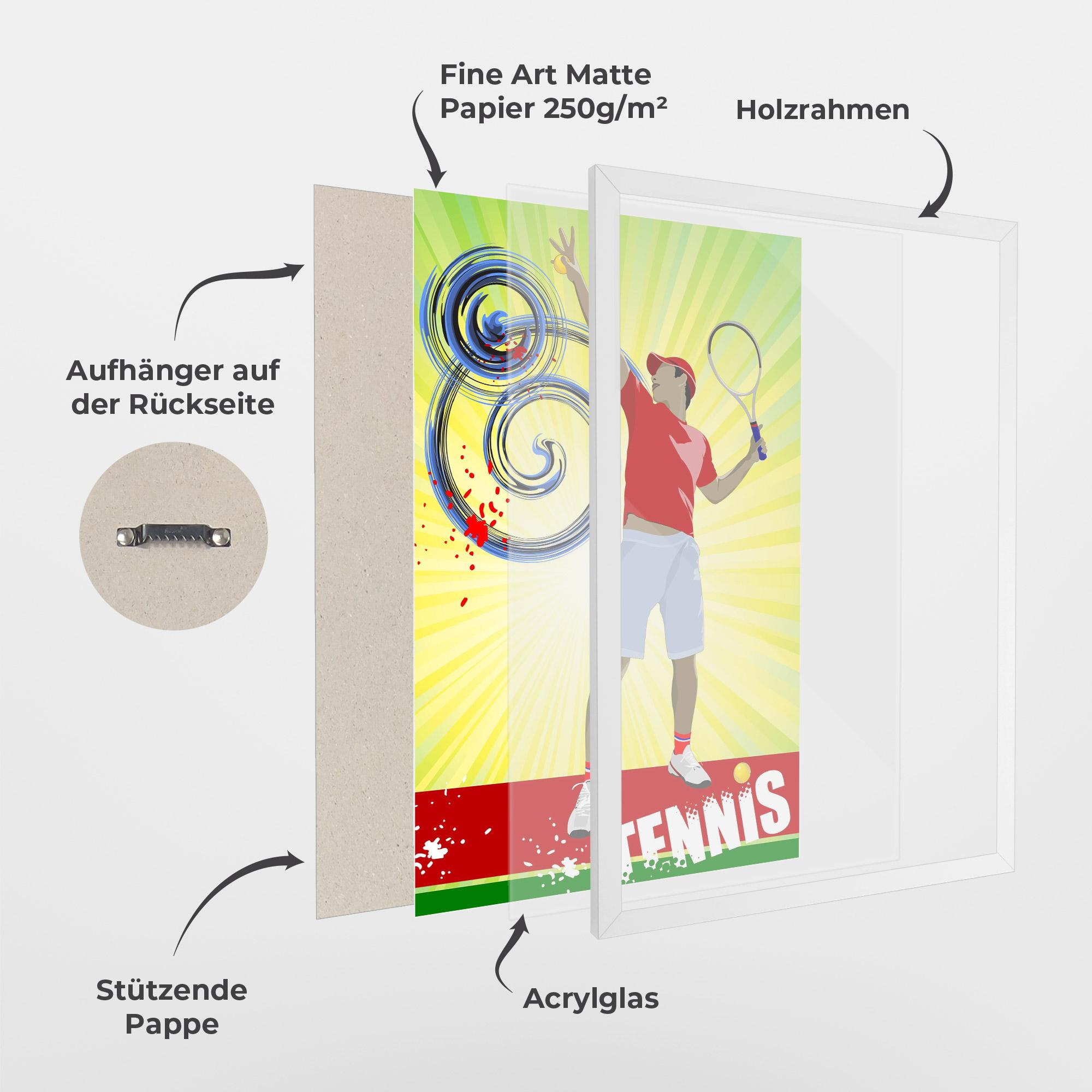 Gerahmte Poster Tennis Spiral mockup 1