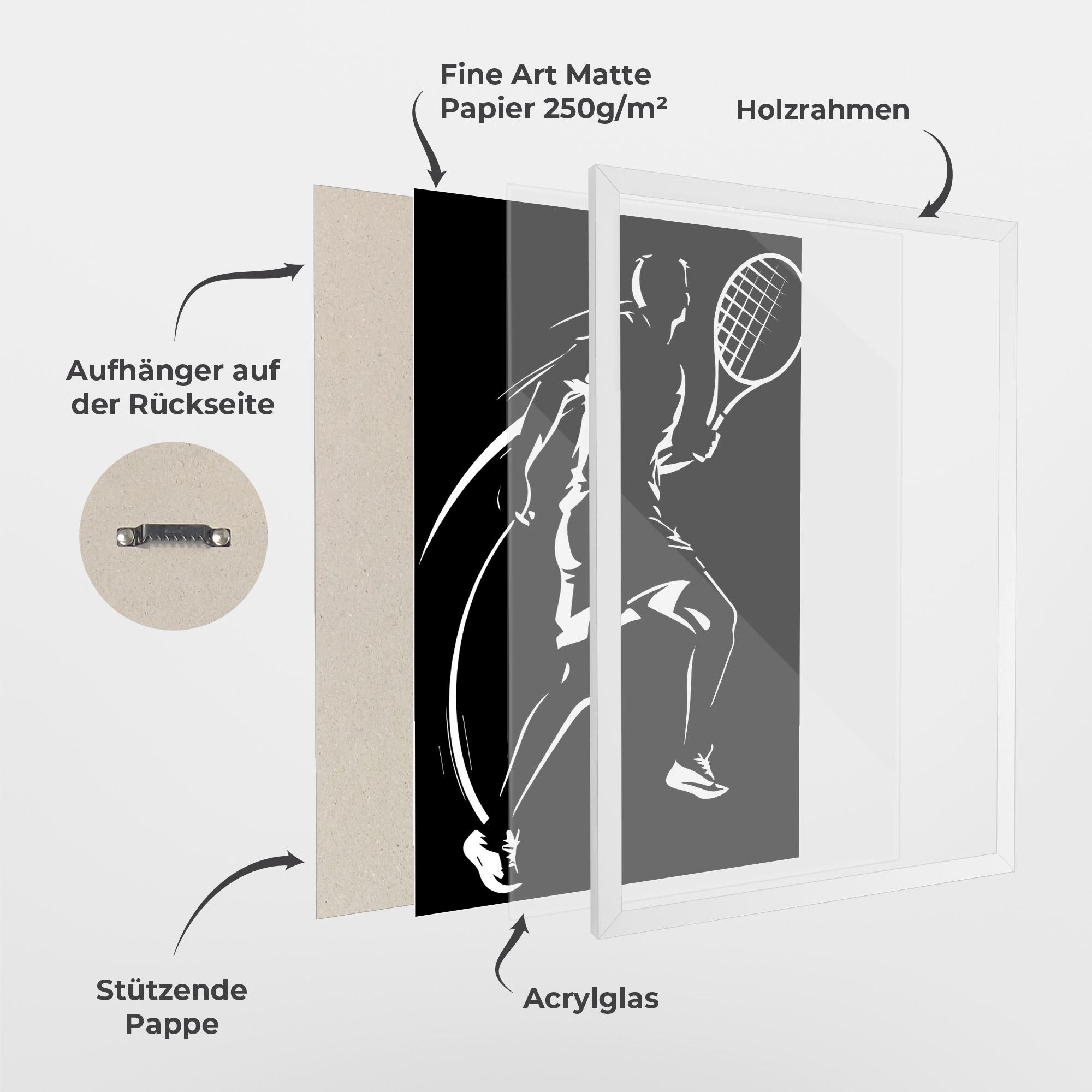 Gerahmte Poster White Line Tennis mockup 1