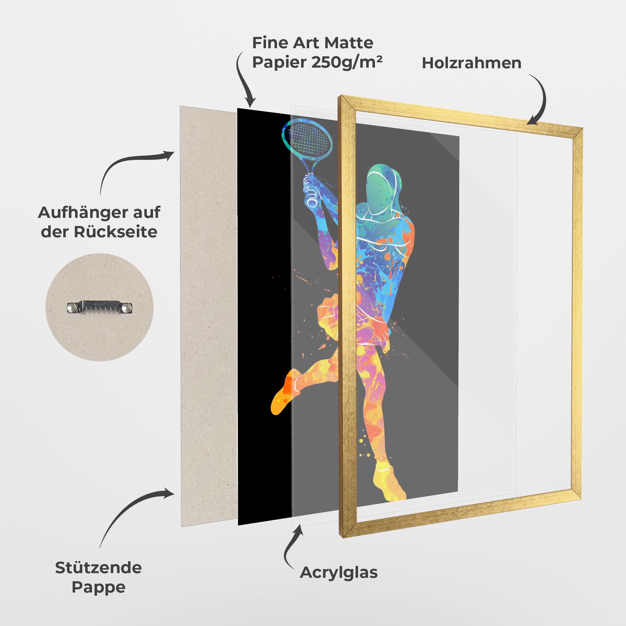 Gerahmte Poster Blue Orange Tennis mockup 1