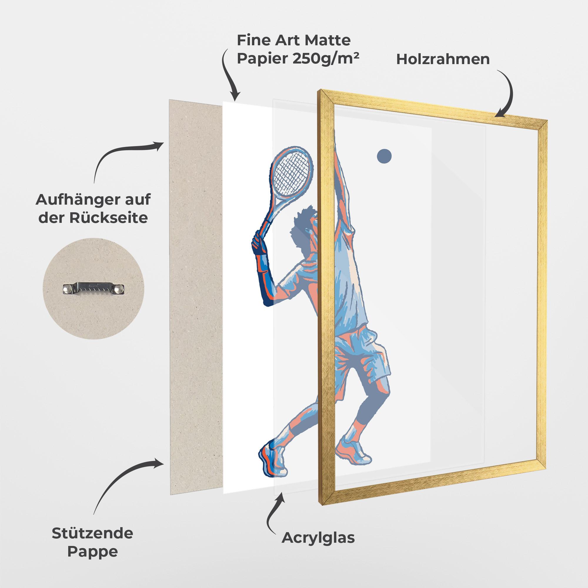 Gerahmte Poster Blue Red Tennis mockup 1