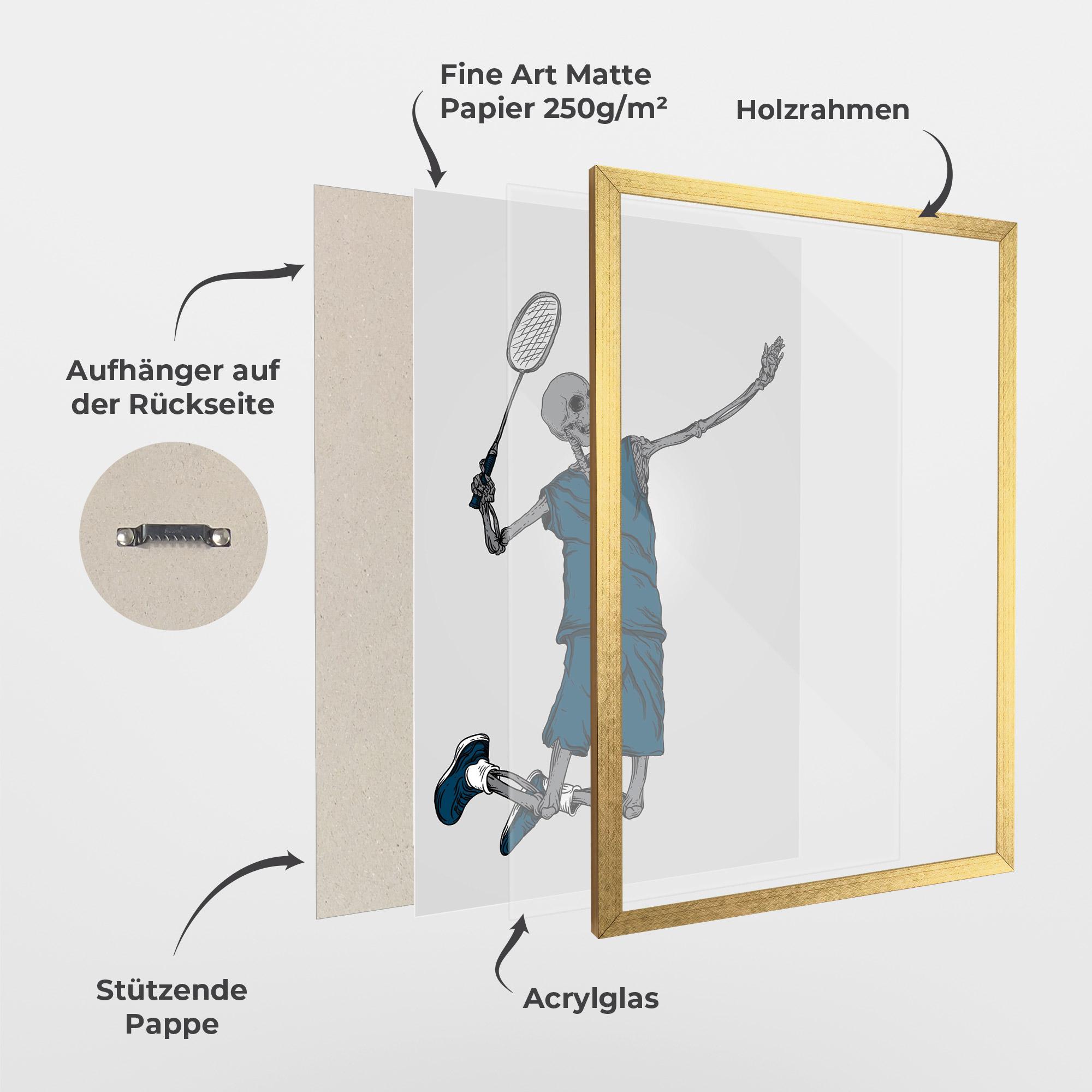 Gerahmte Poster Blue Skull Tennis mockup 1