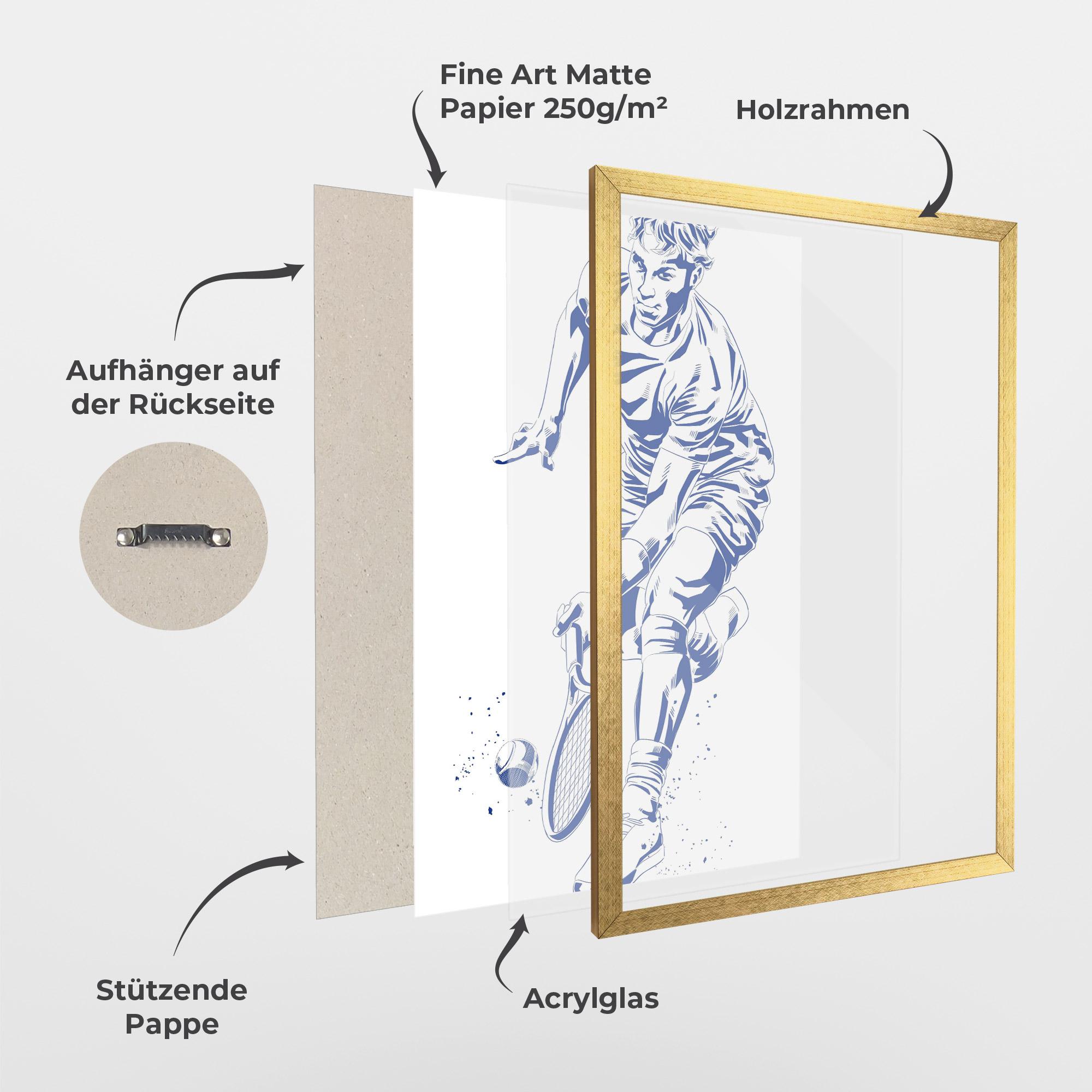 Gerahmte Poster Blue Tennis mockup 1