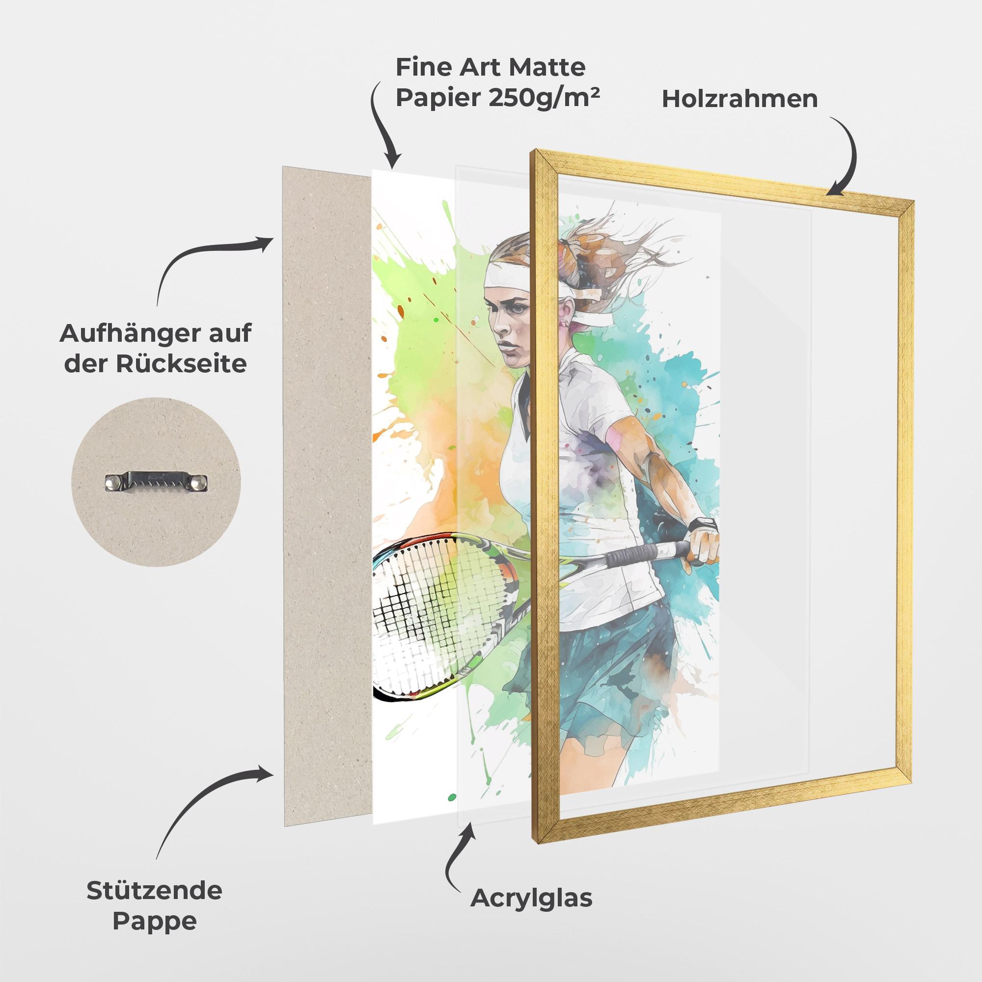 Gerahmte Poster Green Blue Tennis mockup 1