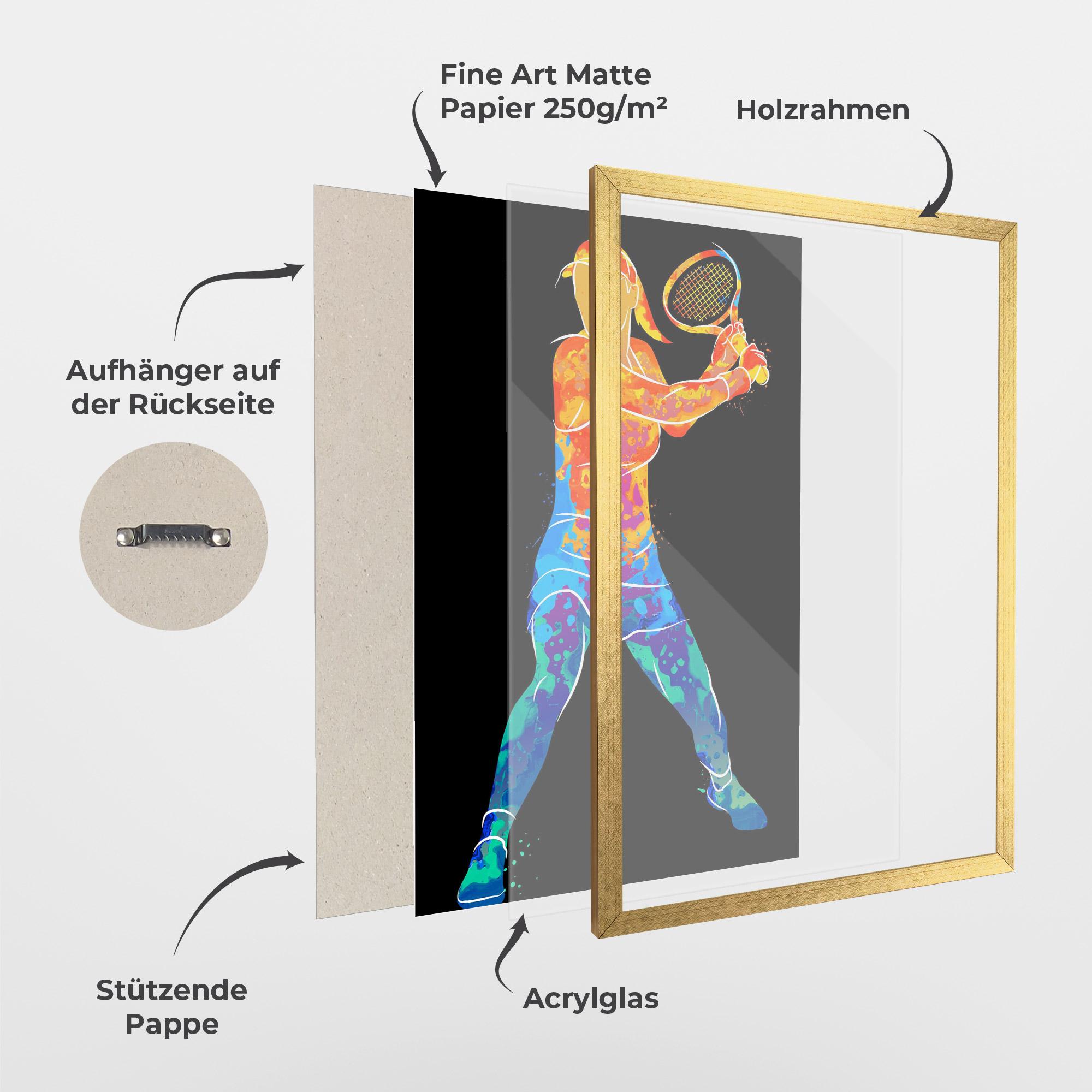 Gerahmte Poster Green Orange Tennis mockup 1