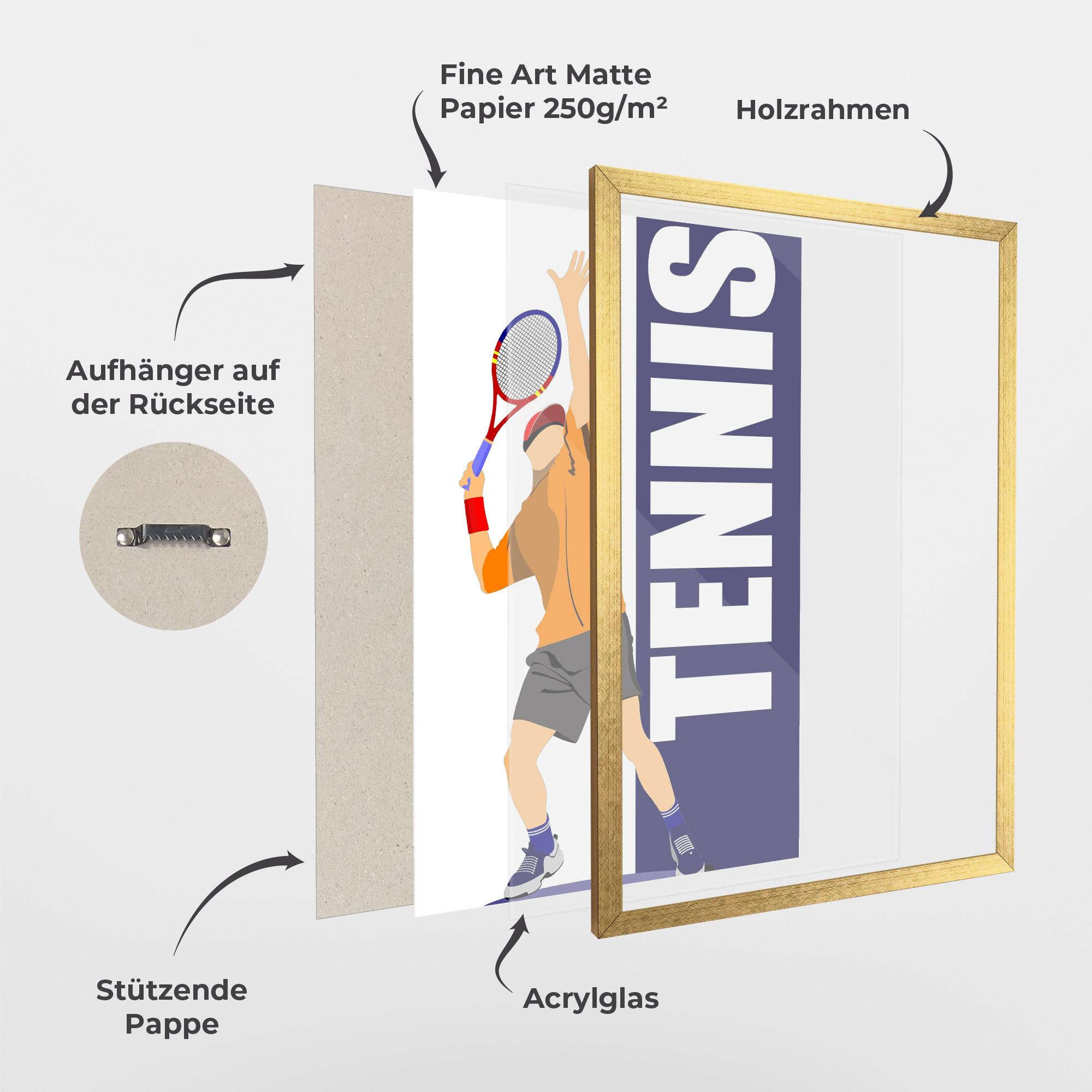 Gerahmte Poster Orange Tennis Player mockup 1