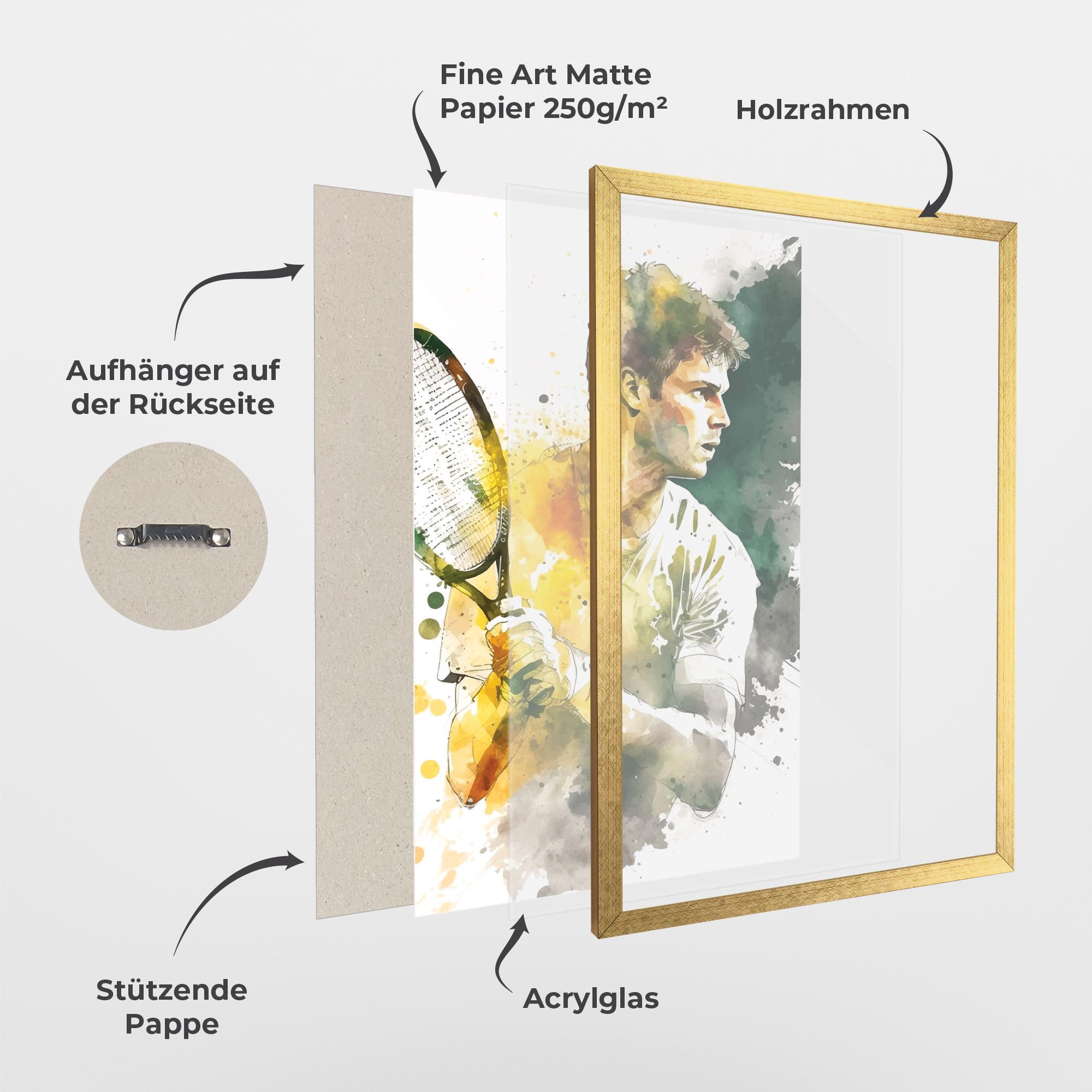 Gerahmte Poster Player Watercolor mockup 1