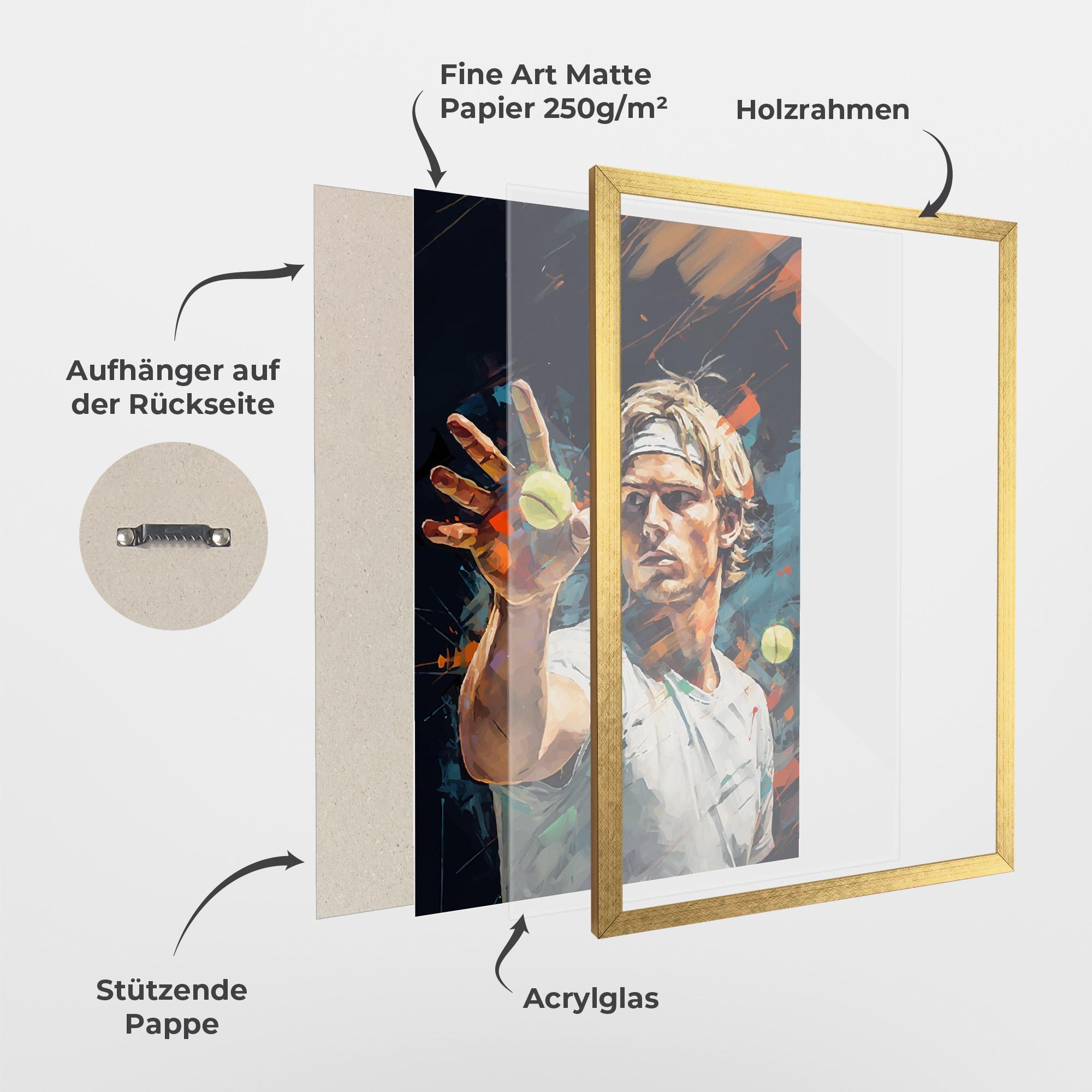 Gerahmte Poster Tennis Player Art mockup 1