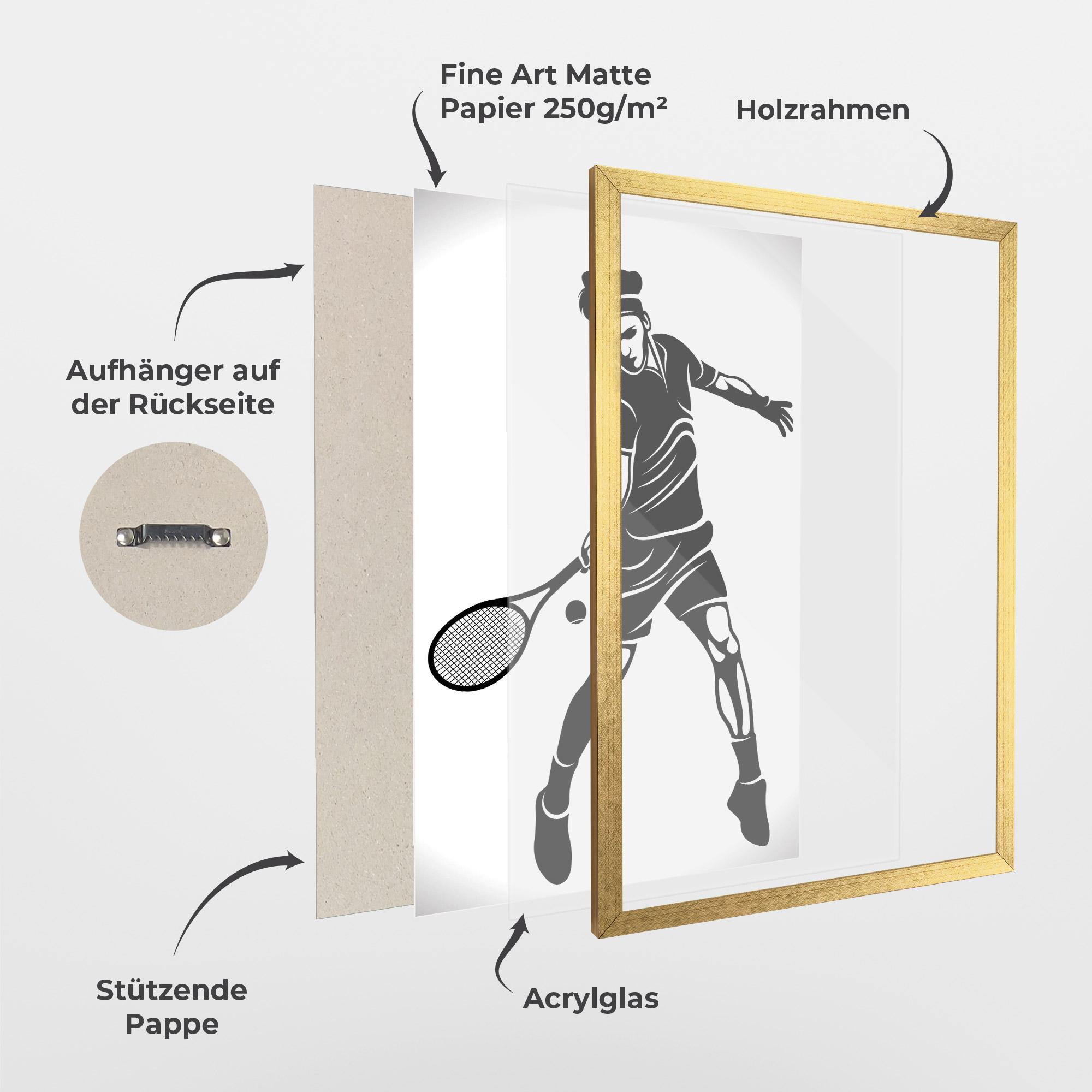 Gerahmte Poster Tennis Player Line mockup 1