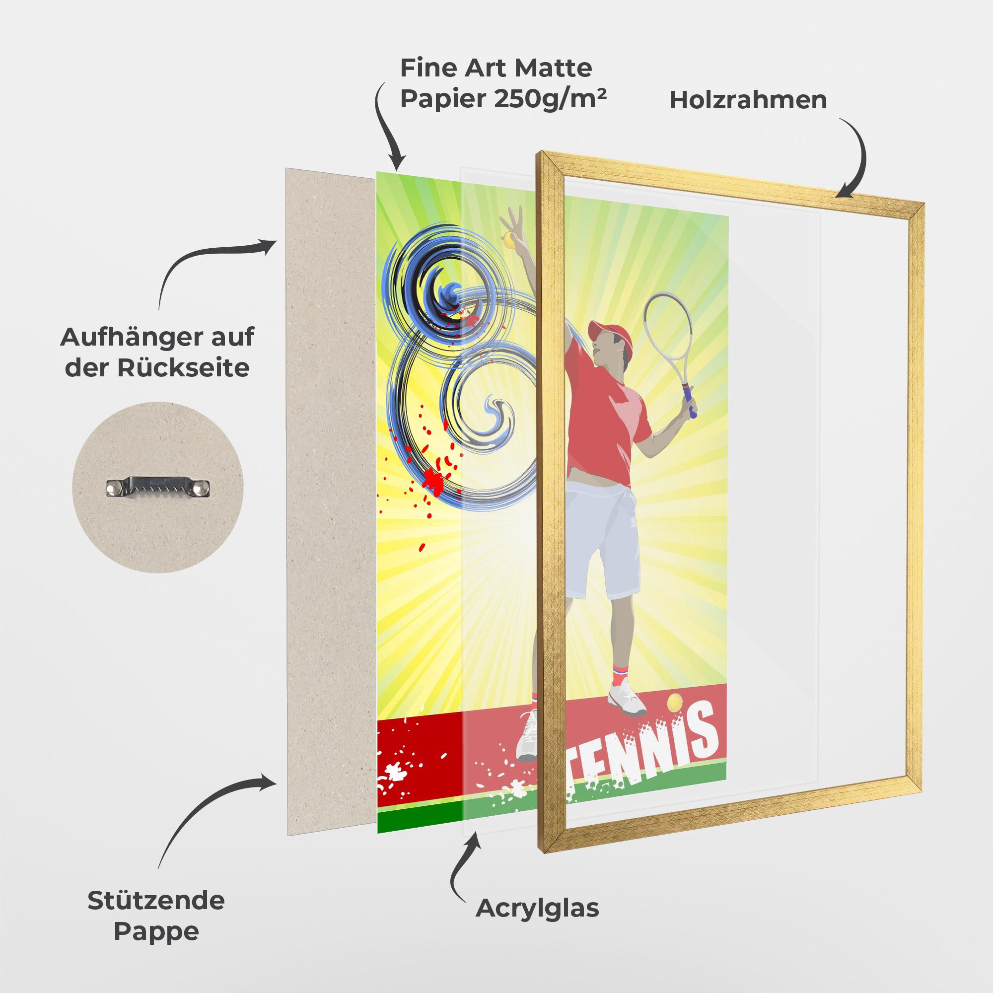 Gerahmte Poster Tennis Spiral mockup 1