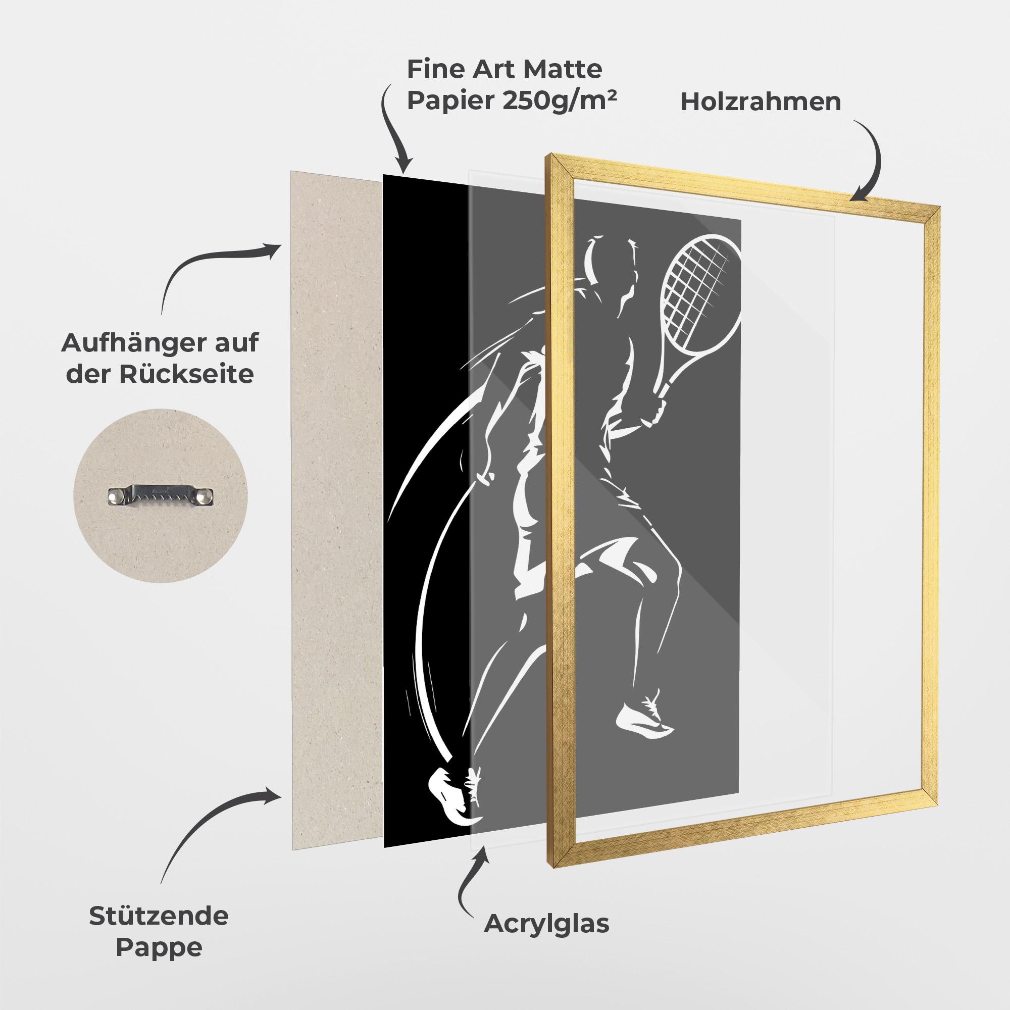Gerahmte Poster White Line Tennis mockup 1