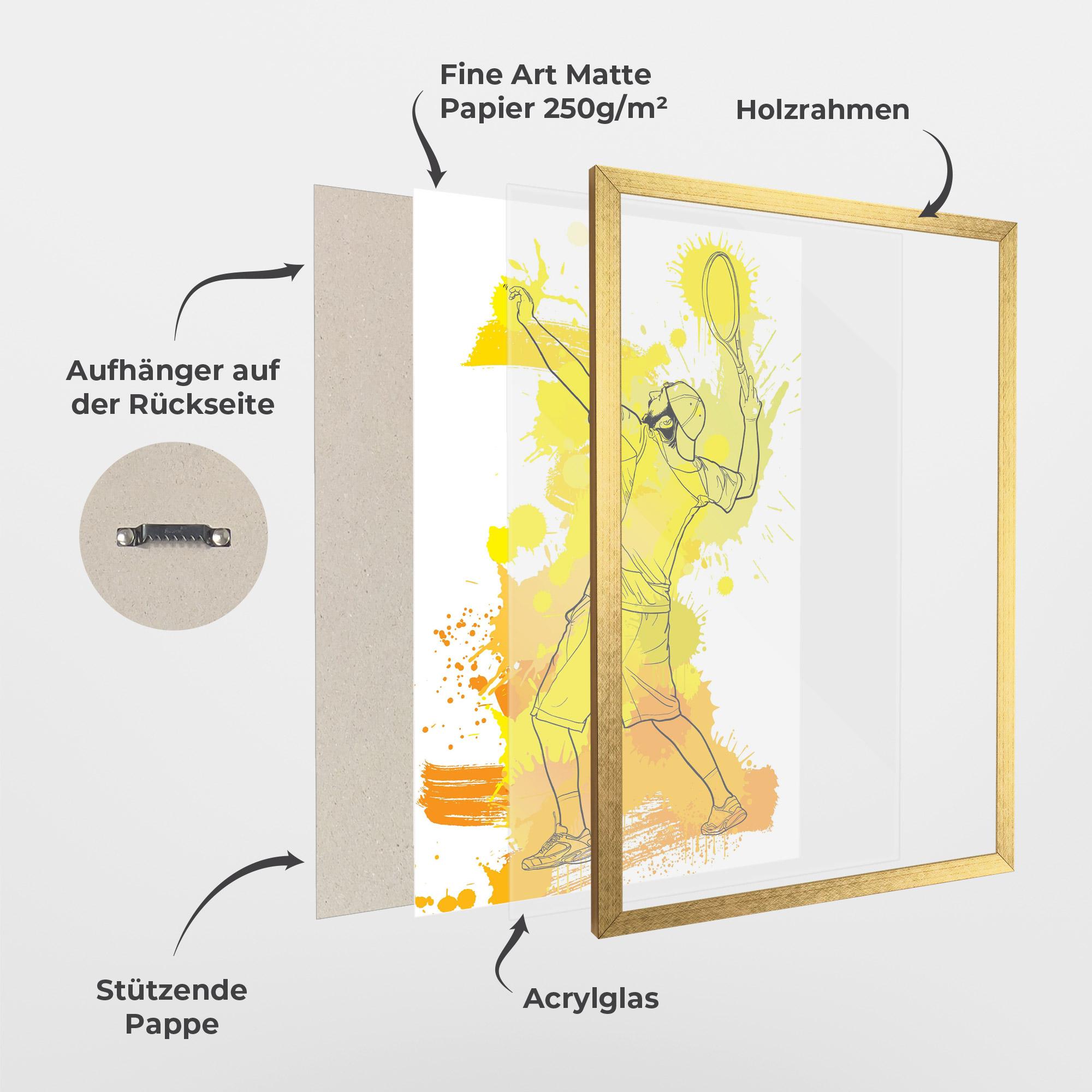 Gerahmte Poster Yellow Art Tennis mockup 1