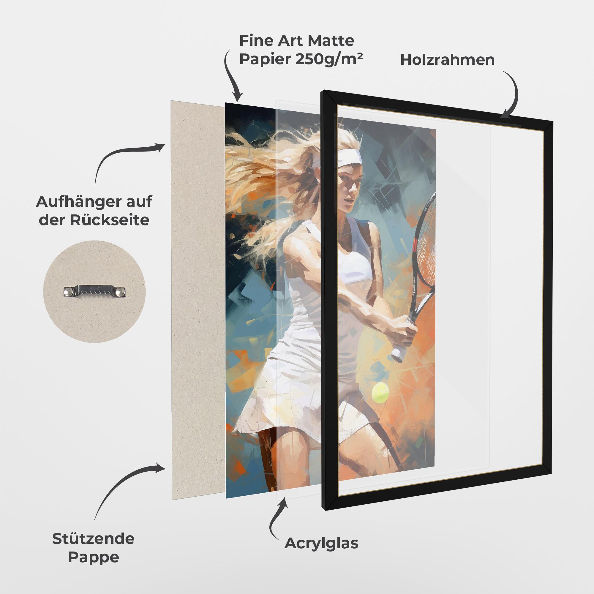 Gerahmte Poster Blonde Tennis Girl mockup 1