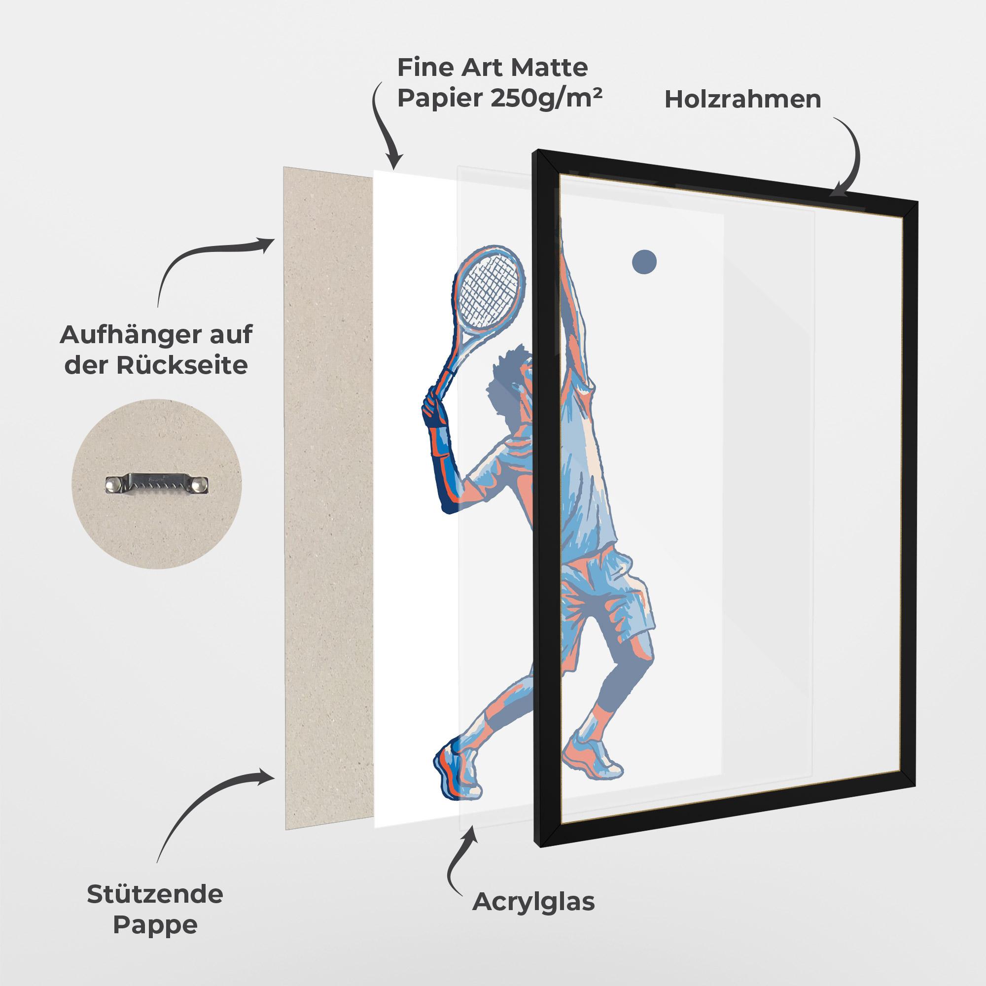Gerahmte Poster Blue Red Tennis mockup 1