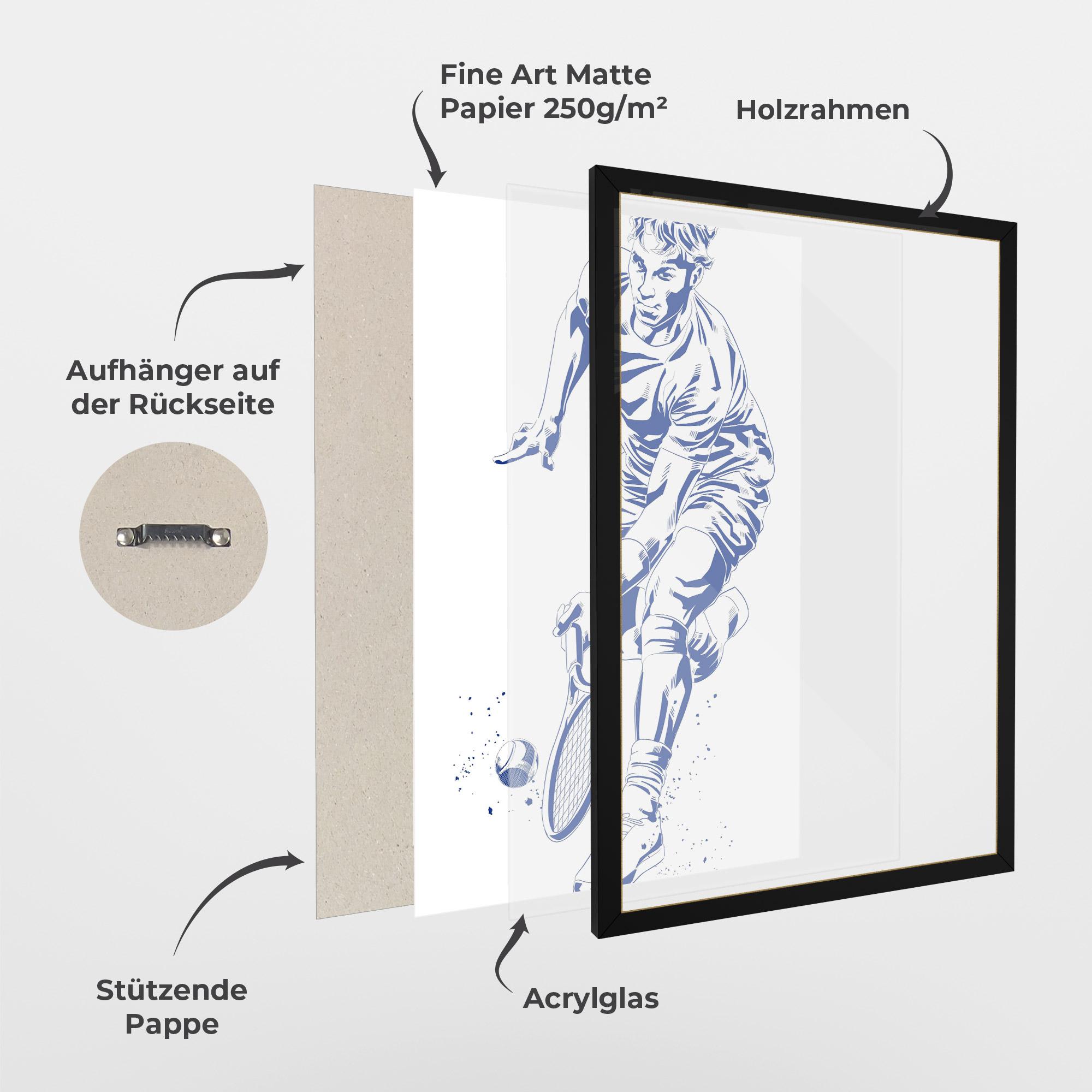 Gerahmte Poster Blue Tennis mockup 1