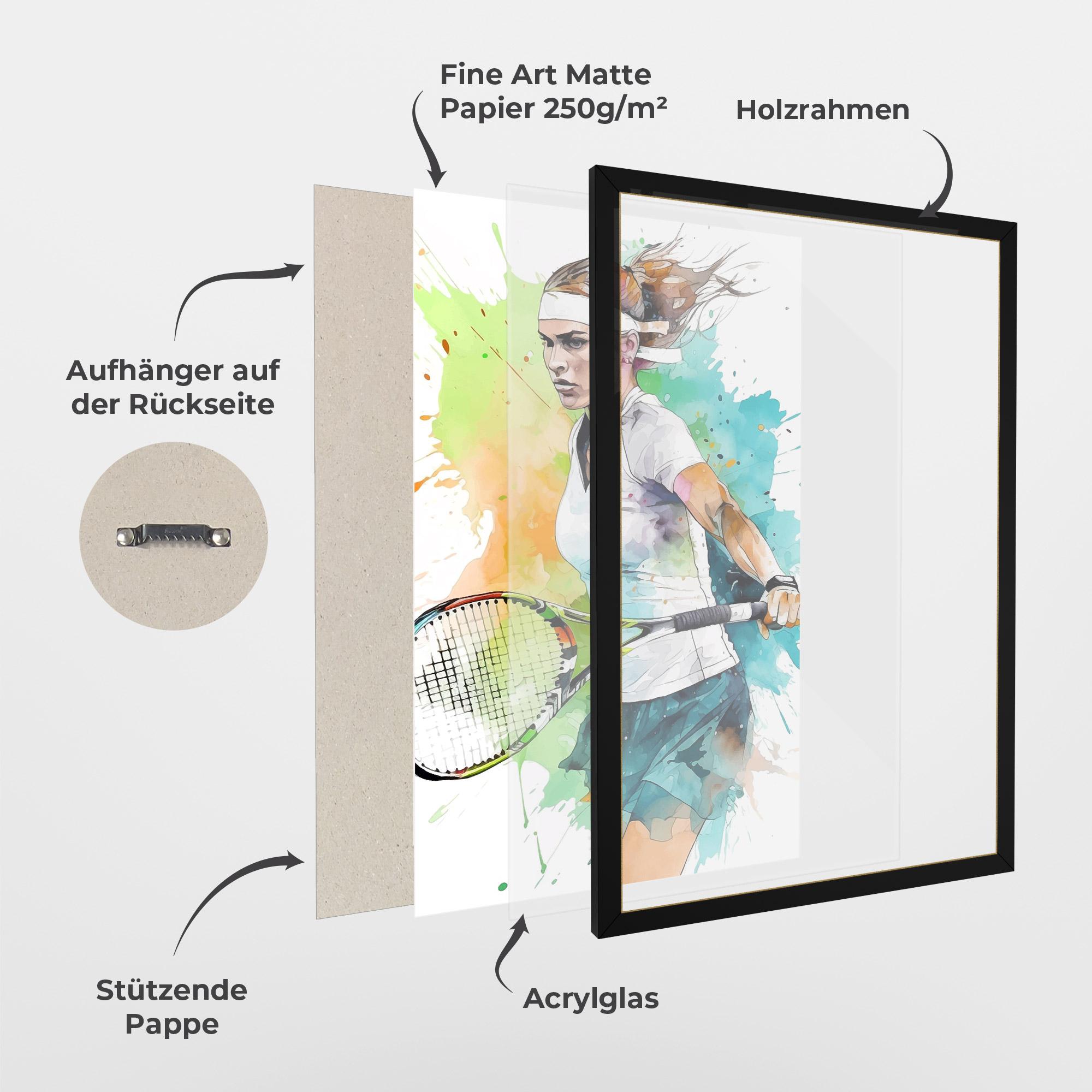 Gerahmte Poster Green Blue Tennis mockup 1