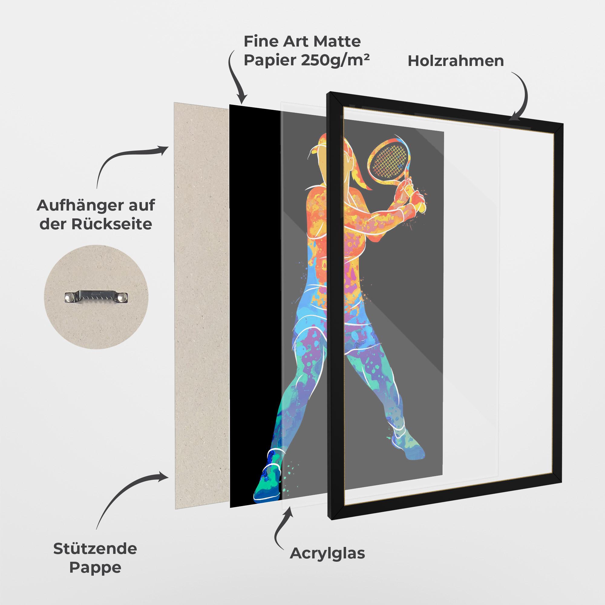 Gerahmte Poster Green Orange Tennis mockup 1