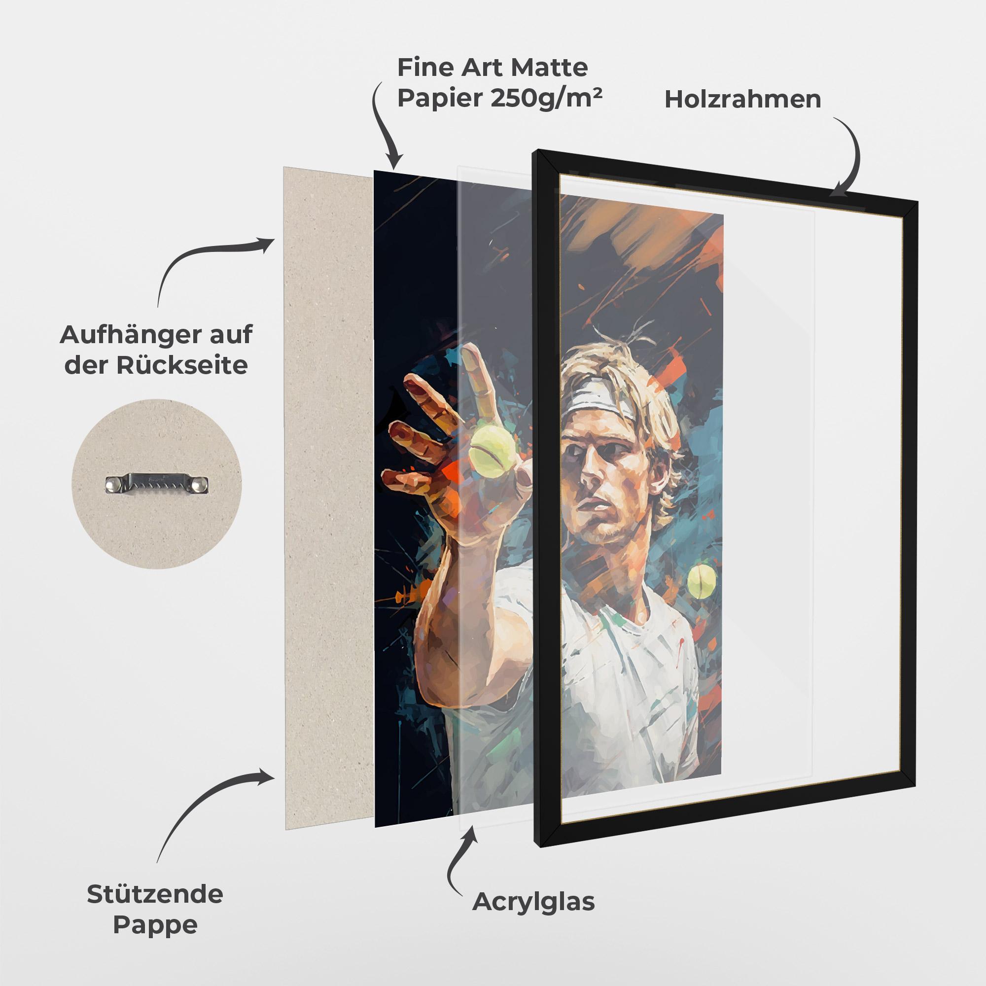 Gerahmte Poster Tennis Player Art mockup 1