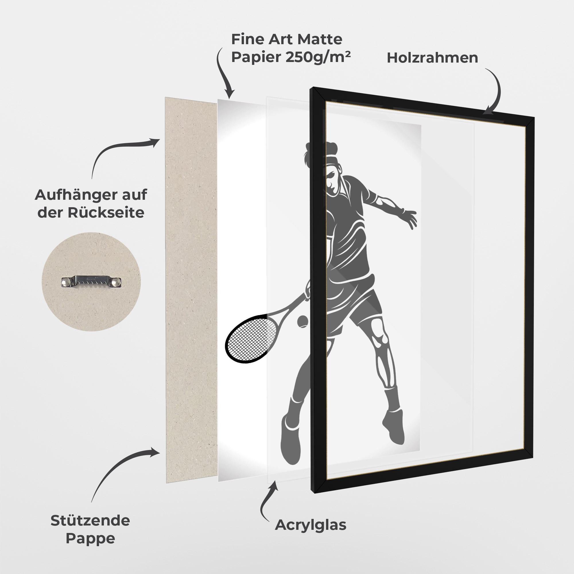 Gerahmte Poster Tennis Player Line mockup 1