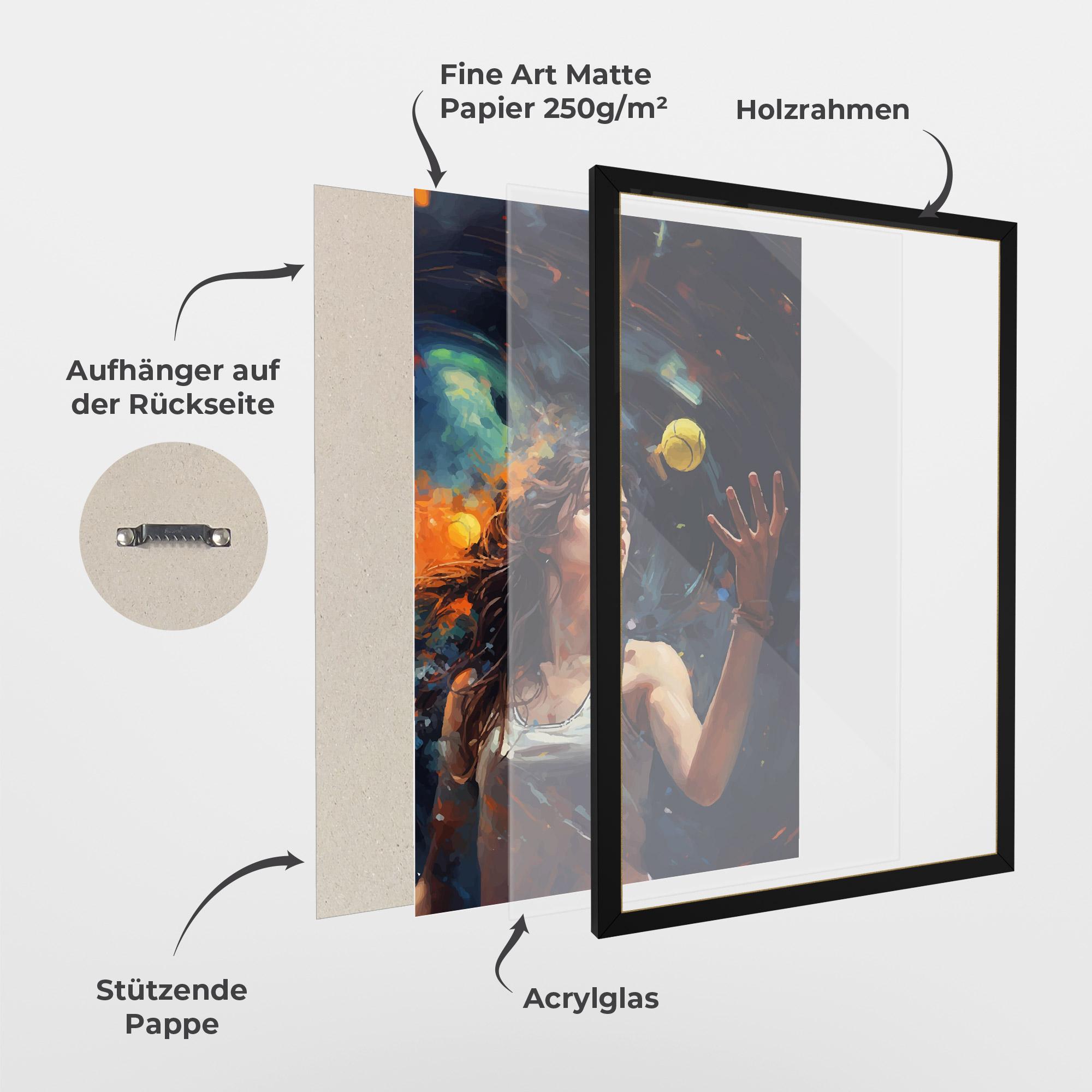 Gerahmte Poster Tennis Pretty Girl mockup 1