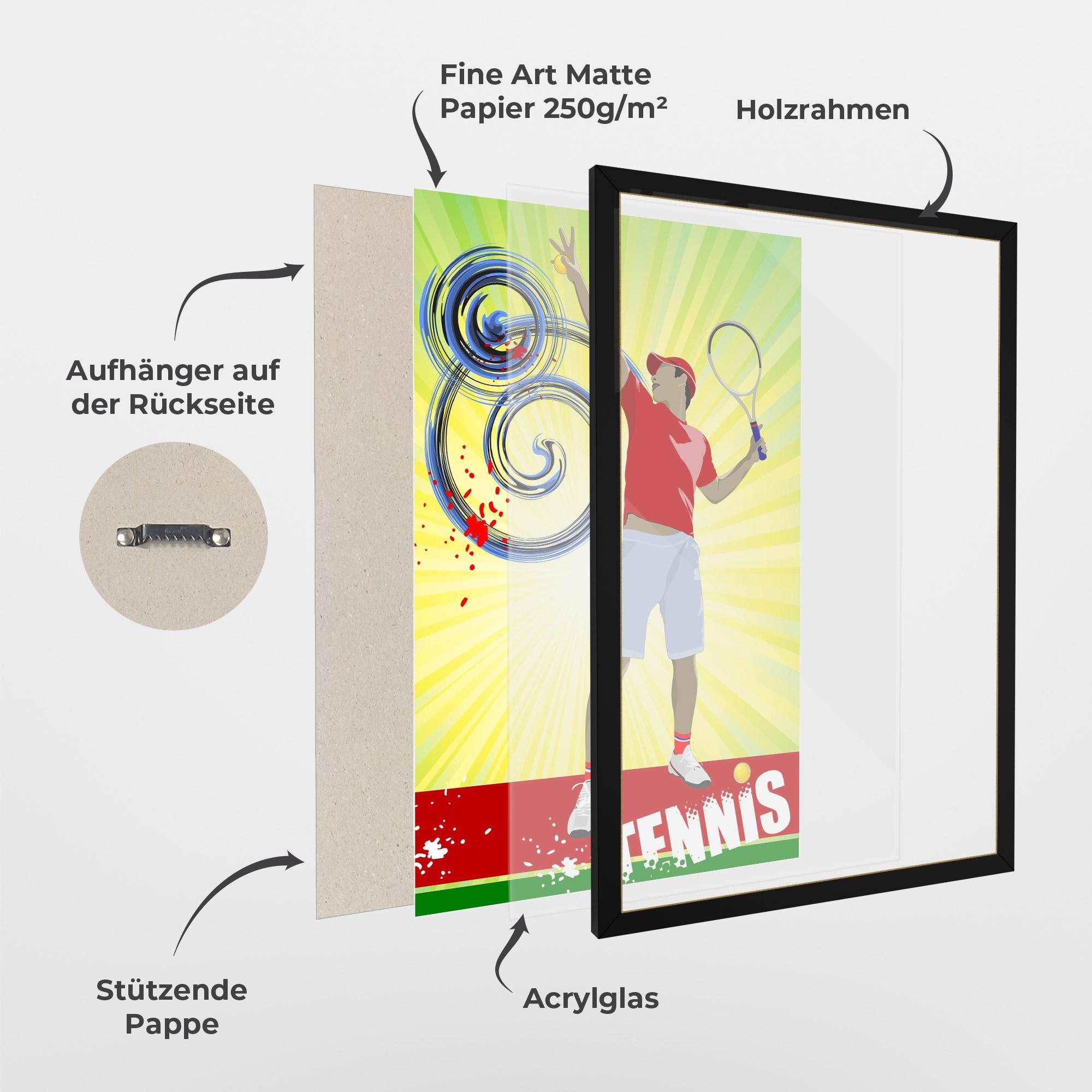 Gerahmte Poster Tennis Spiral mockup 1