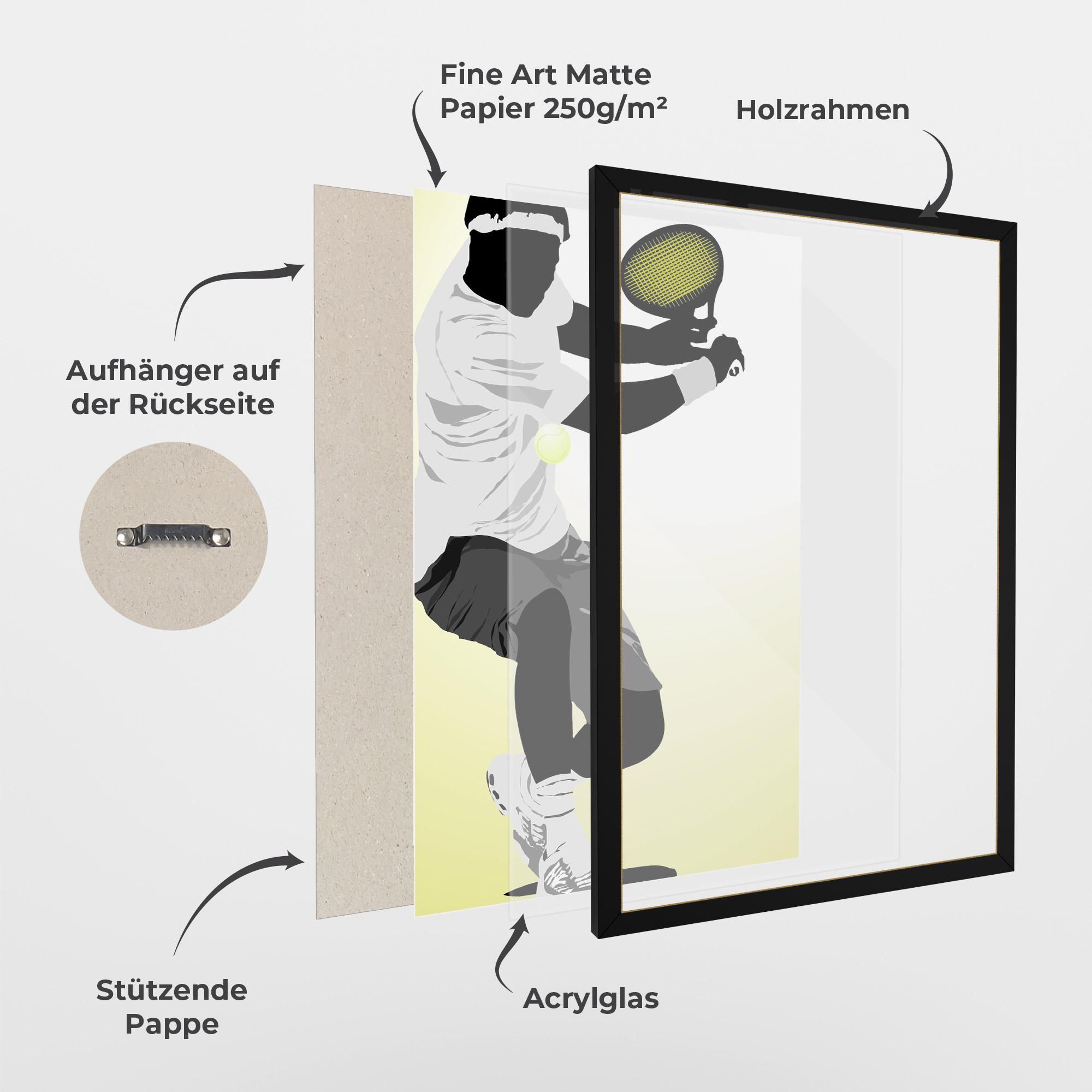 Gerahmte Poster Yellow Light Tennis mockup 1