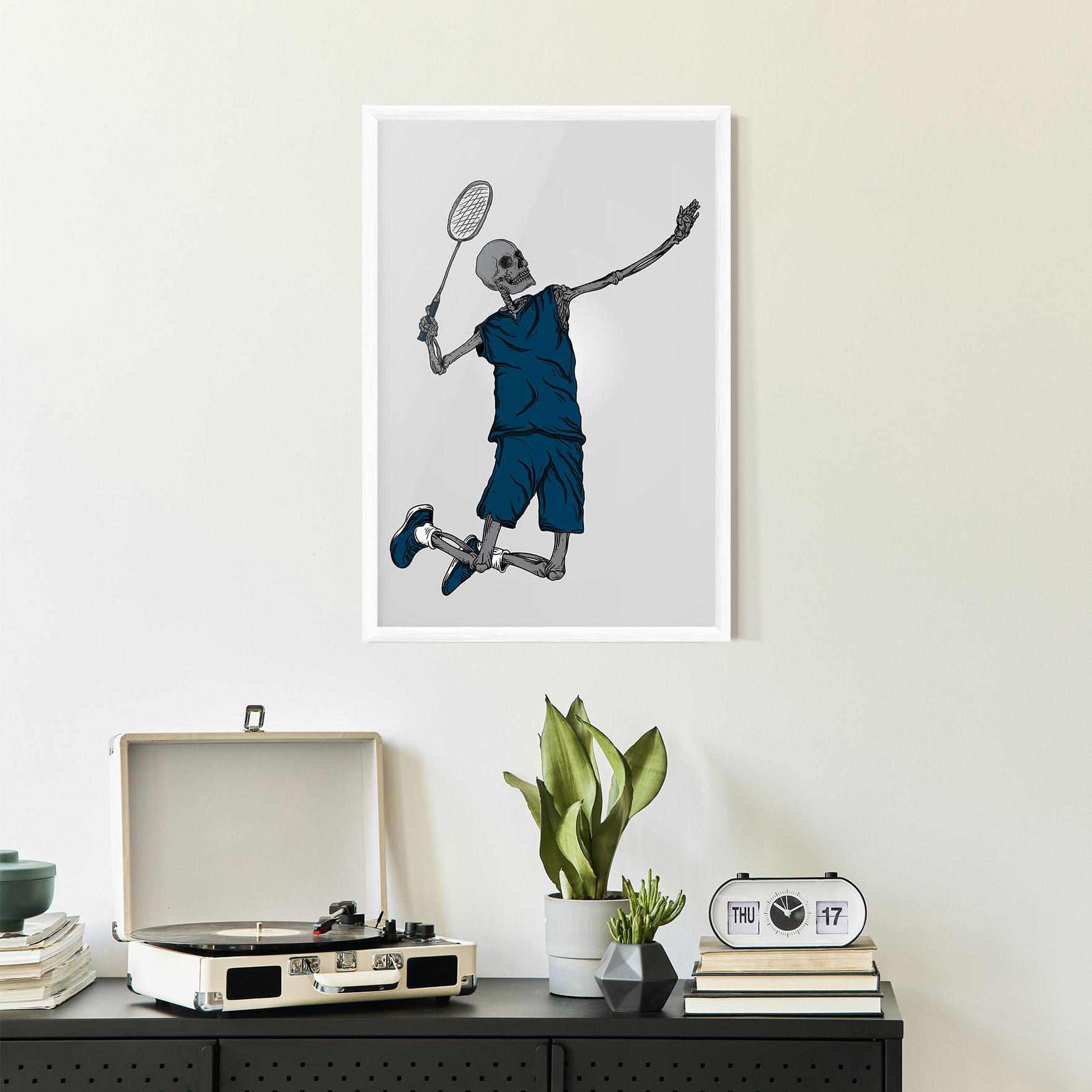 Gerahmte Poster Blue Skull Tennis mockup 2