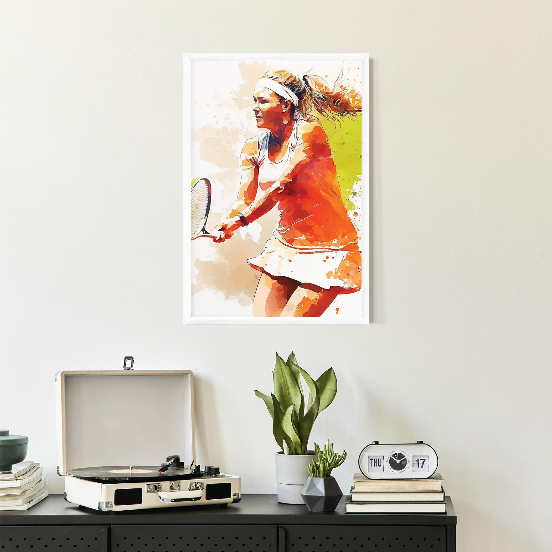 Gerahmte Poster Orange Watercolor Tennis mockup 2
