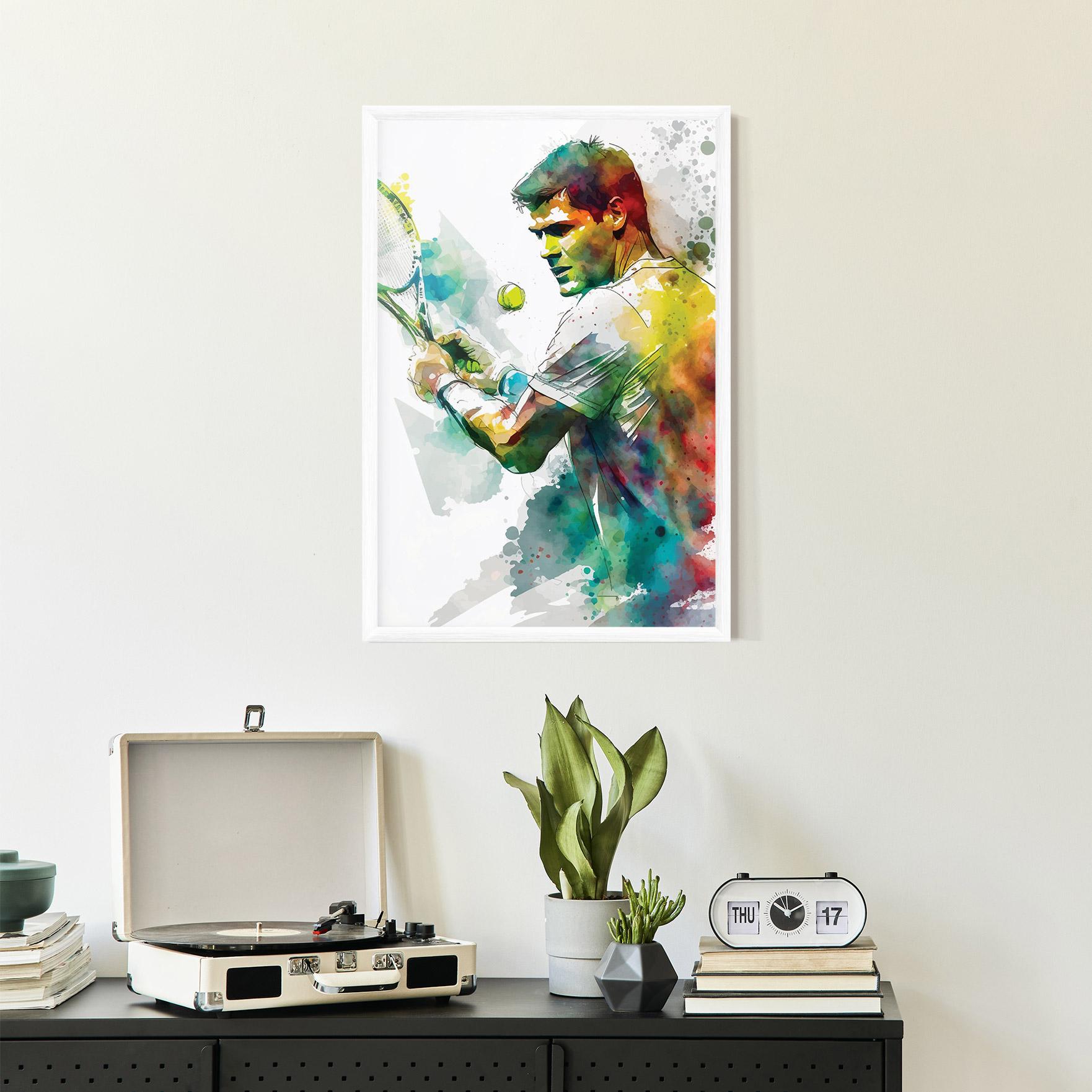 Gerahmte Poster Tenis Watercolor mockup 2