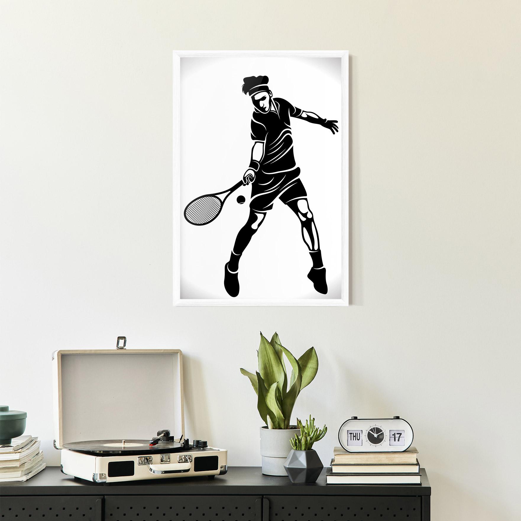 Gerahmte Poster Tennis Player Line mockup 2
