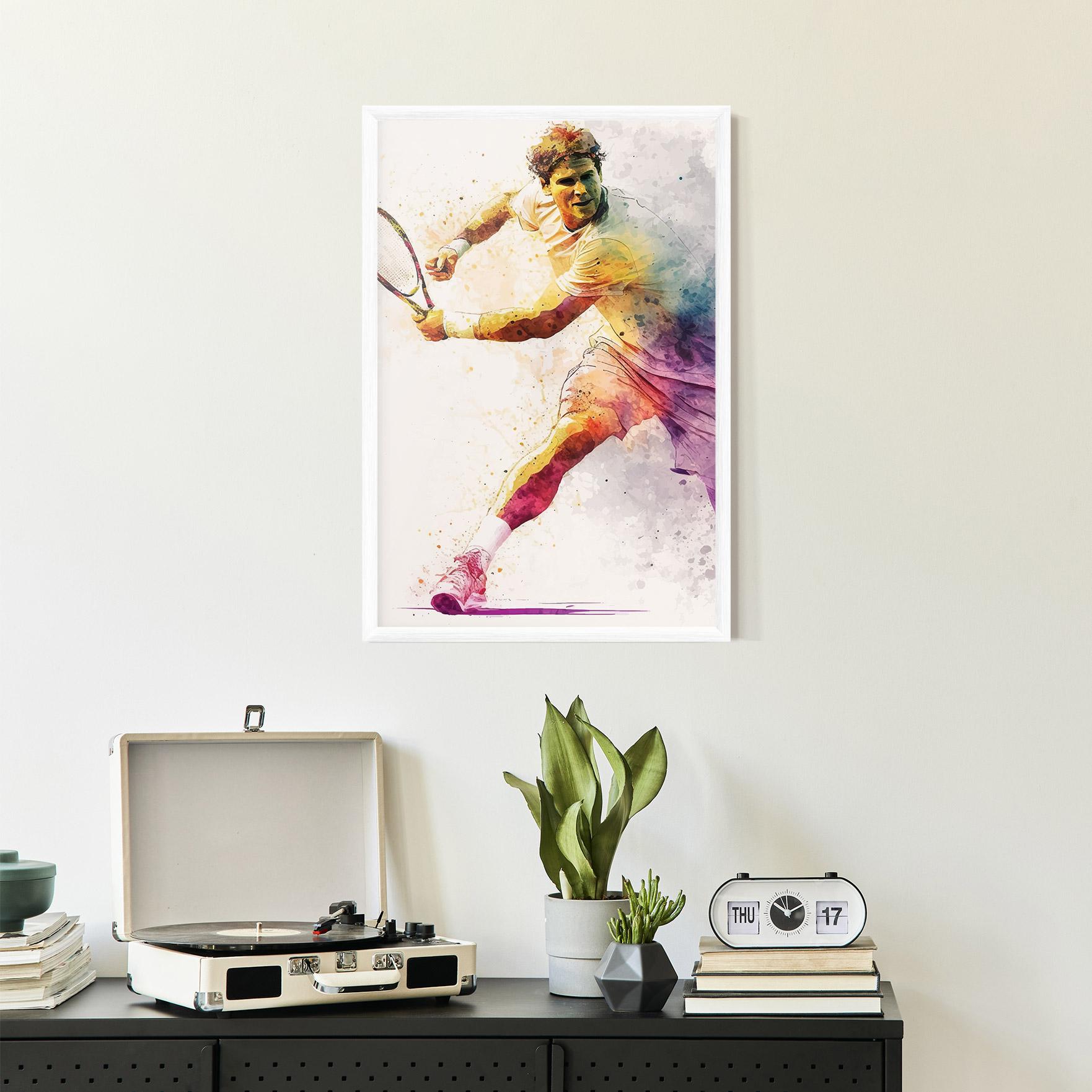 Gerahmte Poster Watercolor Tennis mockup 2