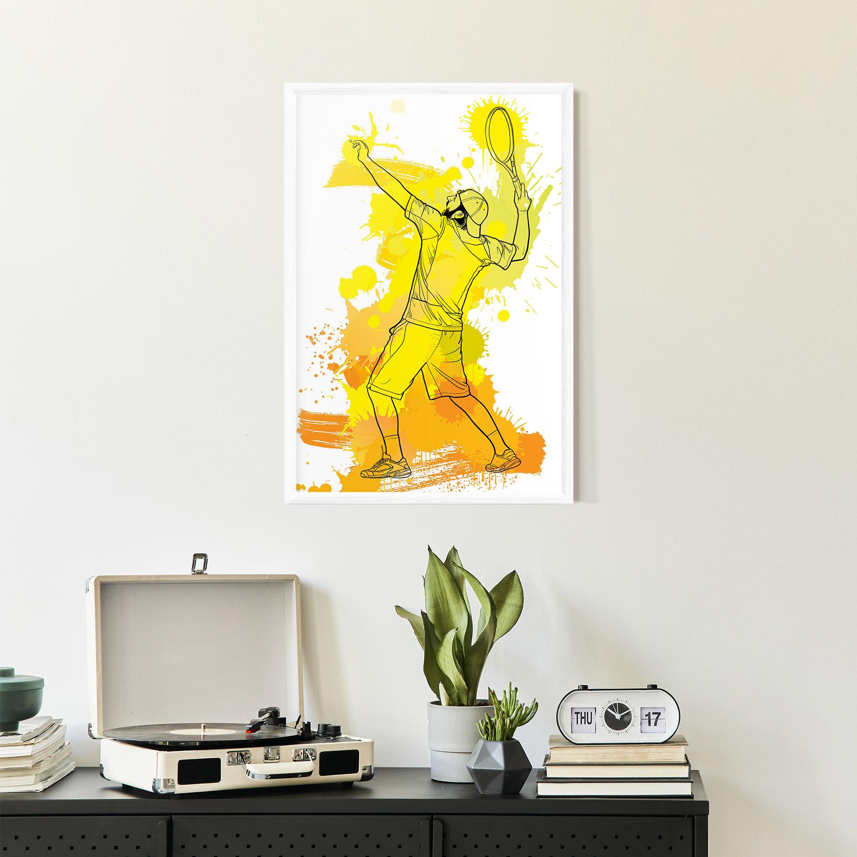 Gerahmte Poster Yellow Art Tennis mockup 2