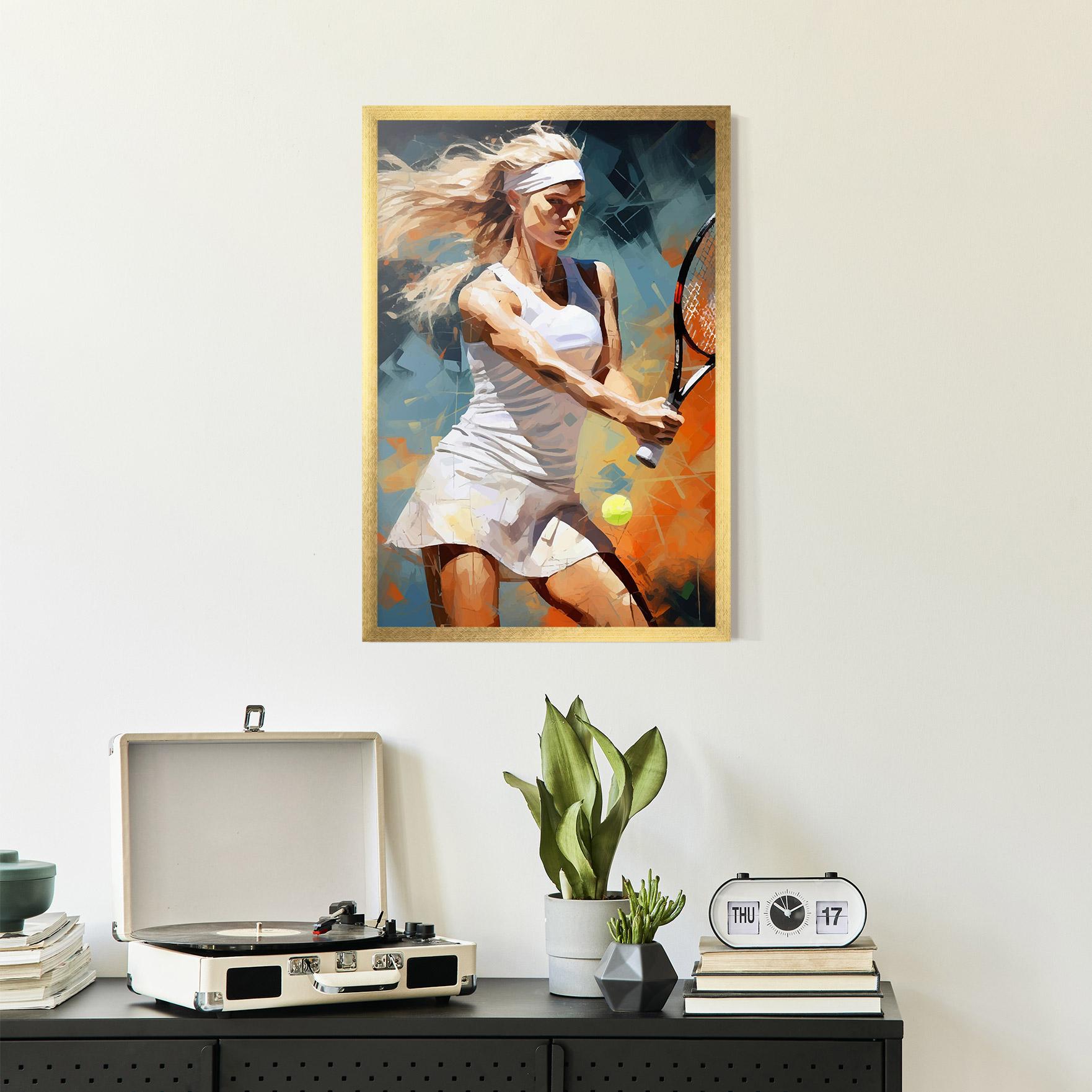 Gerahmte Poster Blonde Tennis Girl mockup 2