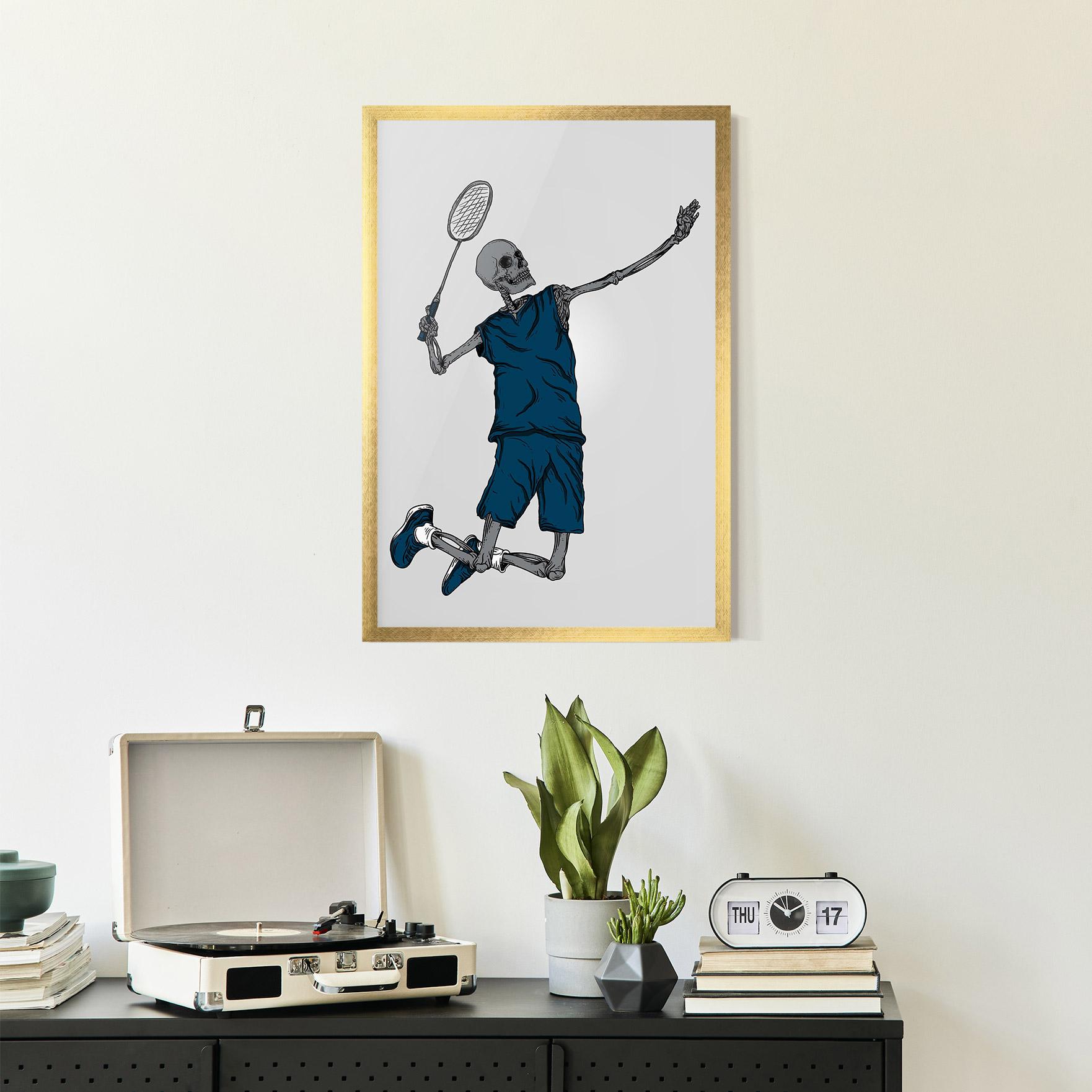 Gerahmte Poster Blue Skull Tennis mockup 2