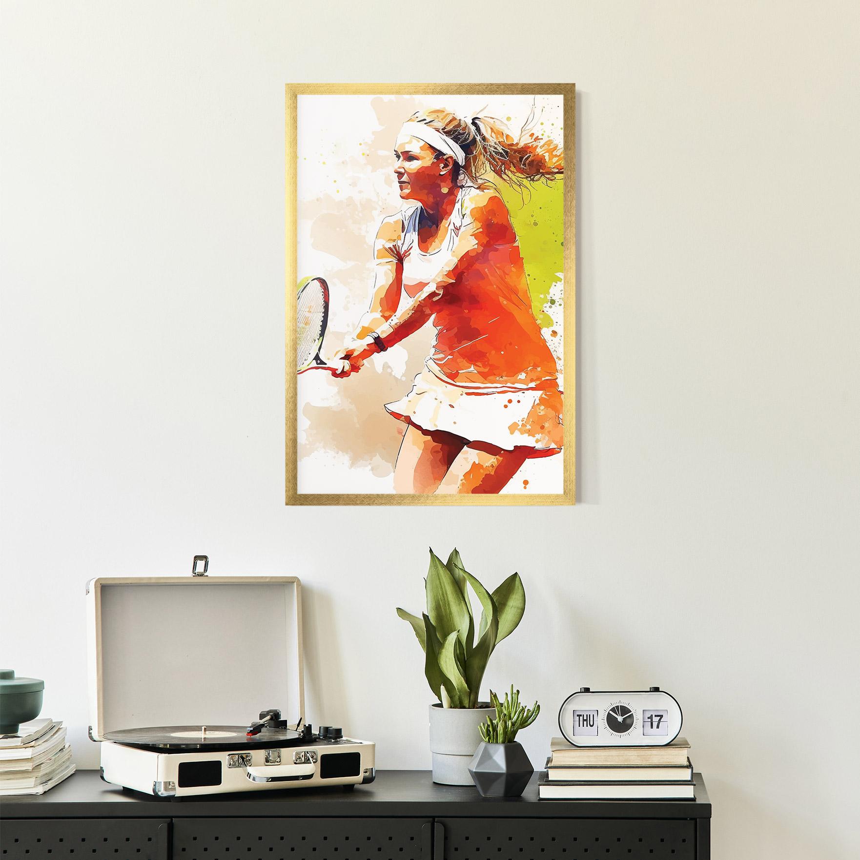 Gerahmte Poster Orange Watercolor Tennis mockup 2