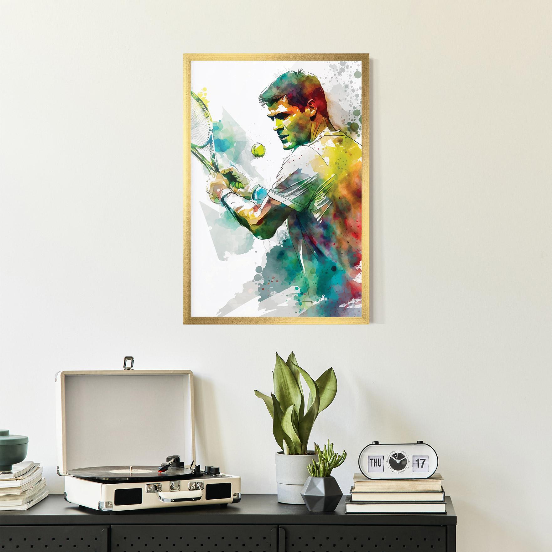 Gerahmte Poster Tenis Watercolor mockup 2