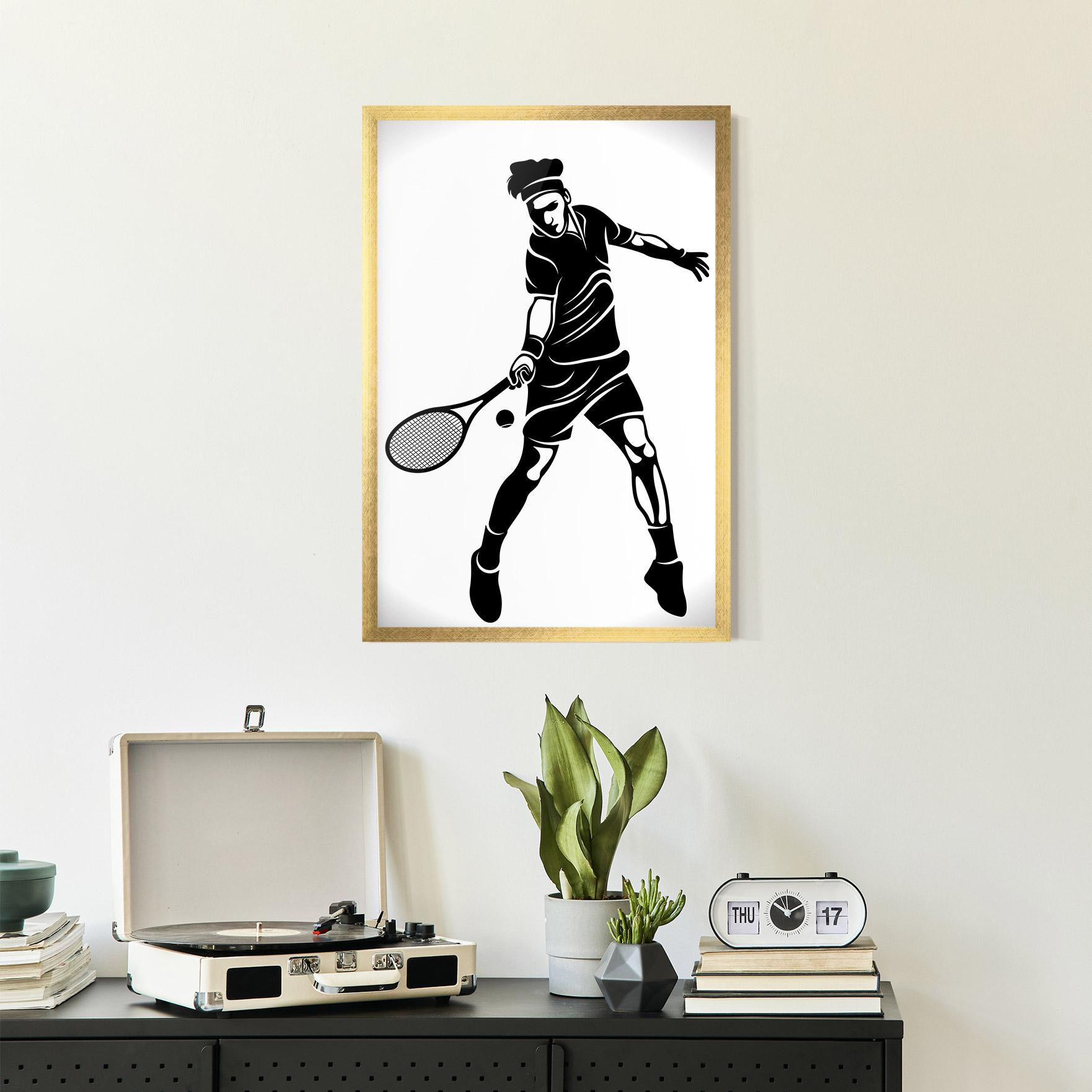 Gerahmte Poster Tennis Player Line mockup 2
