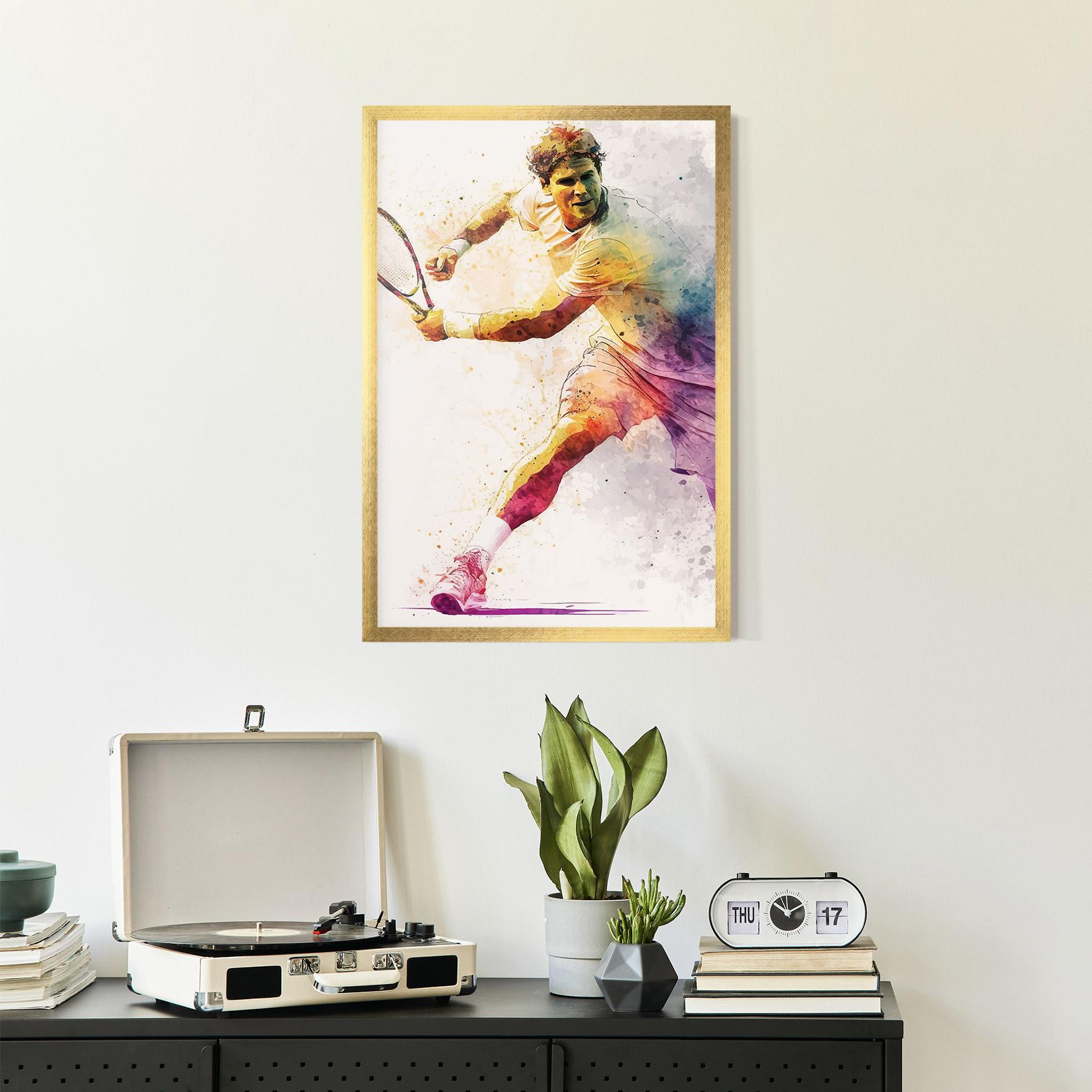 Gerahmte Poster Watercolor Tennis mockup 2