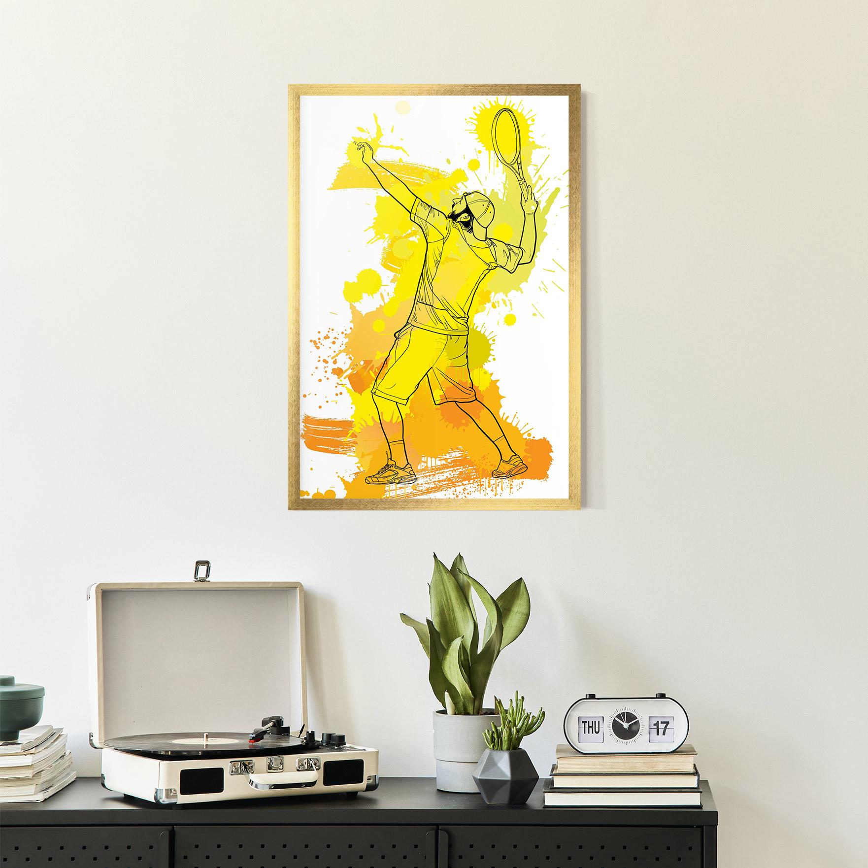 Gerahmte Poster Yellow Art Tennis mockup 2