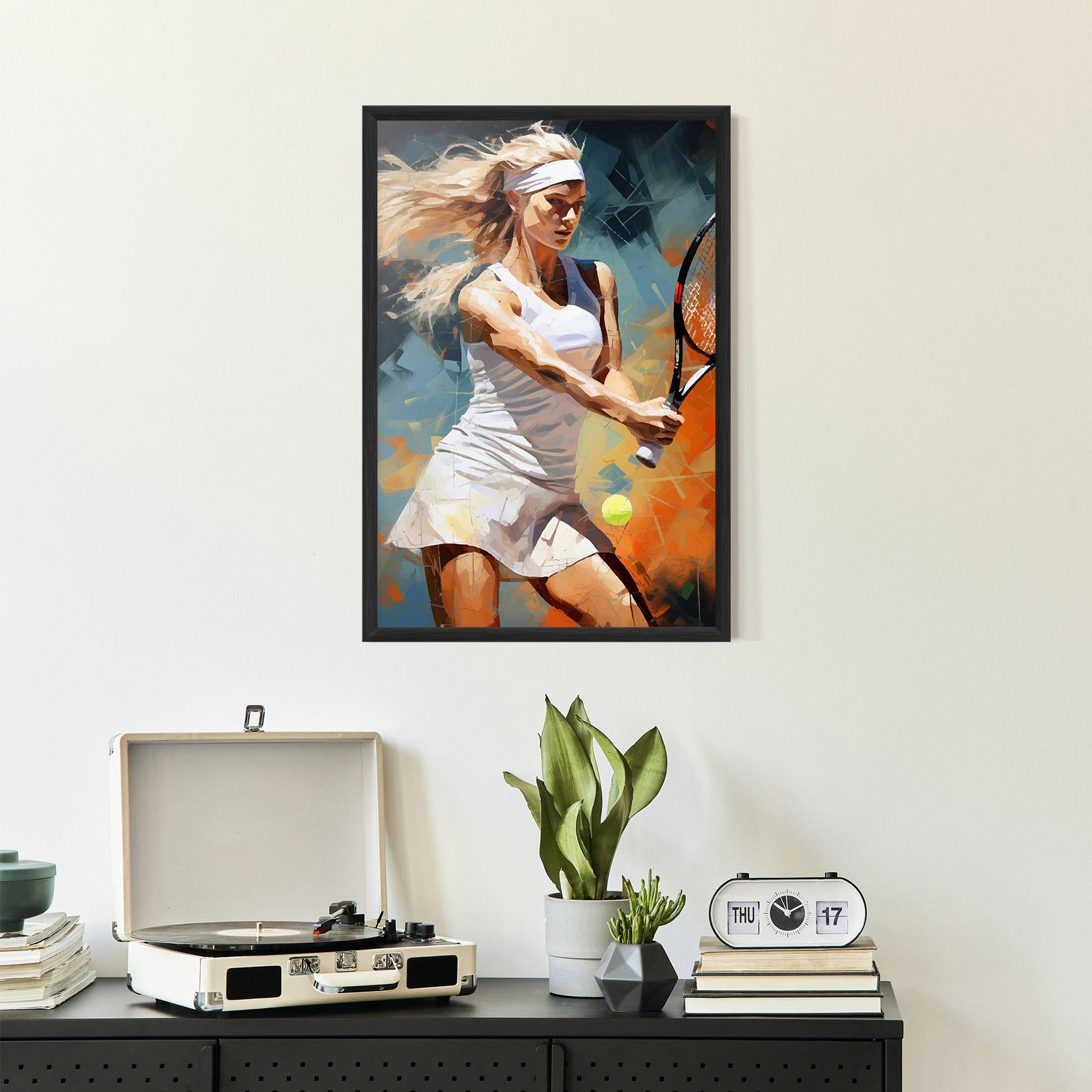 Gerahmte Poster Blonde Tennis Girl mockup 2