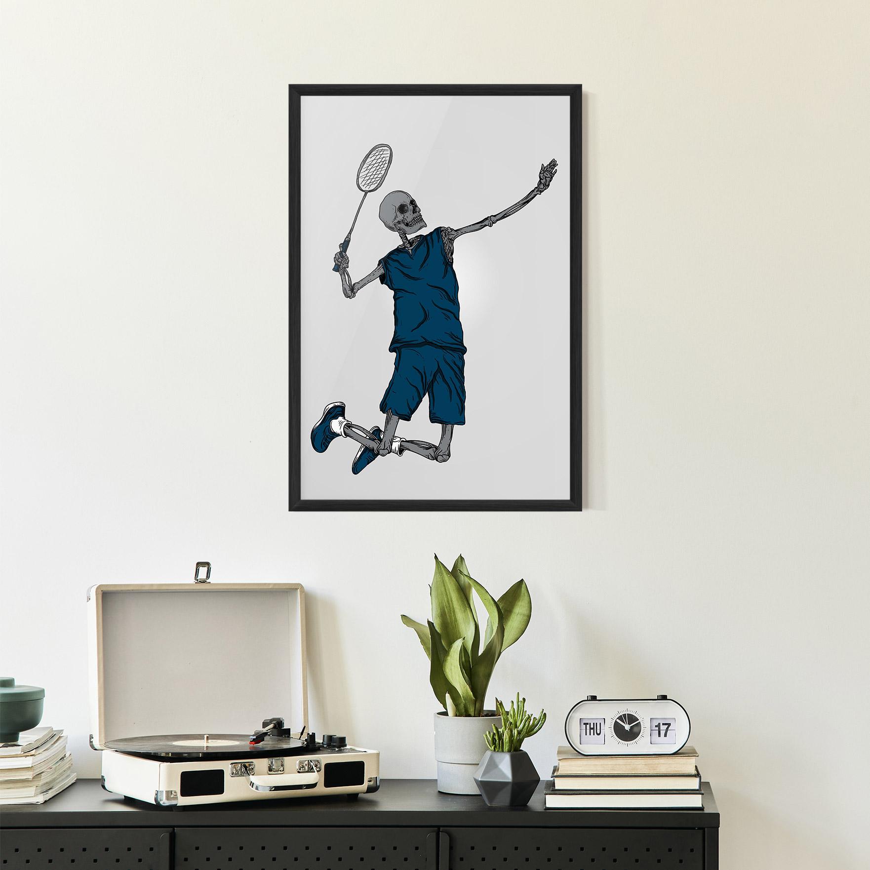 Gerahmte Poster Blue Skull Tennis mockup 2