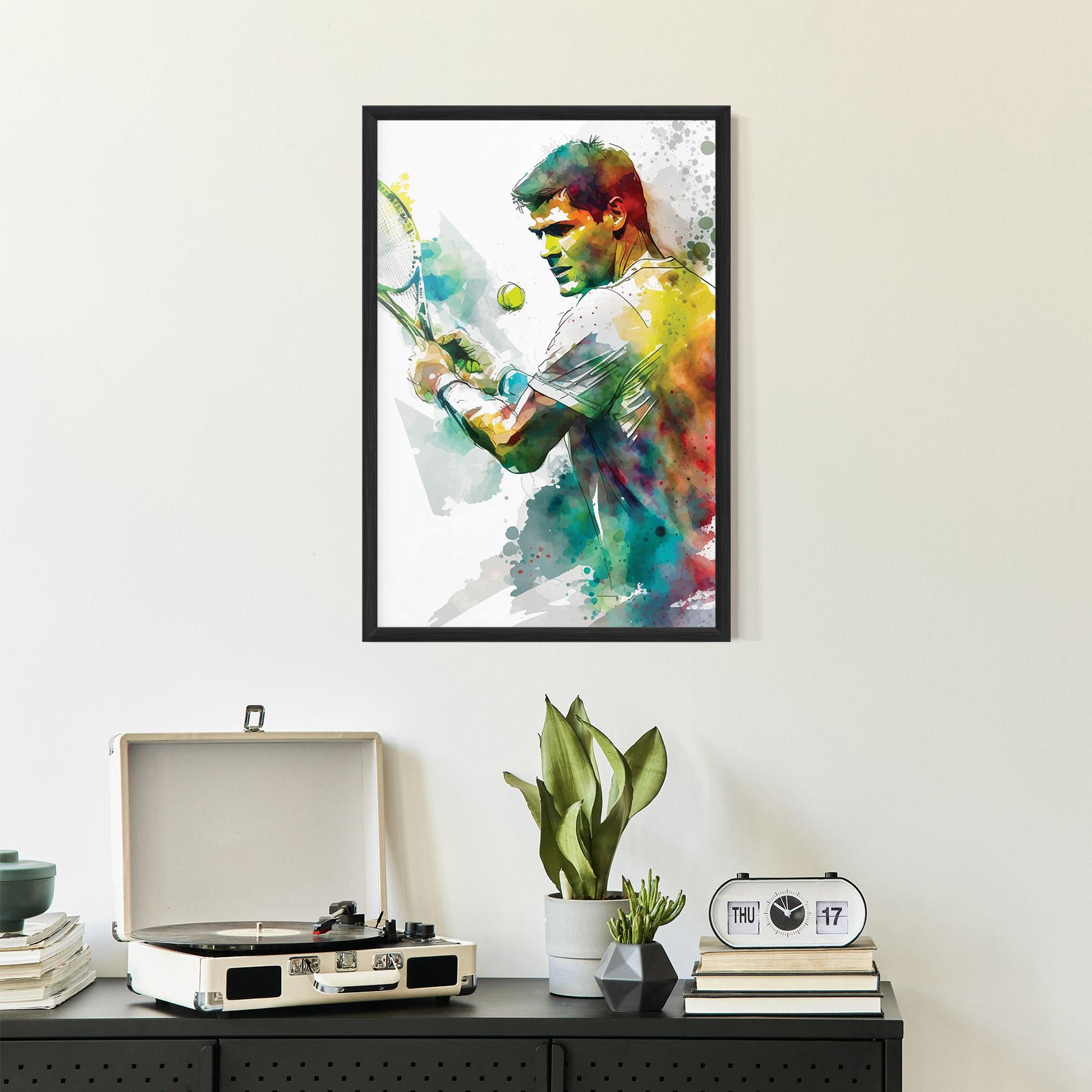Gerahmte Poster Tenis Watercolor mockup 2