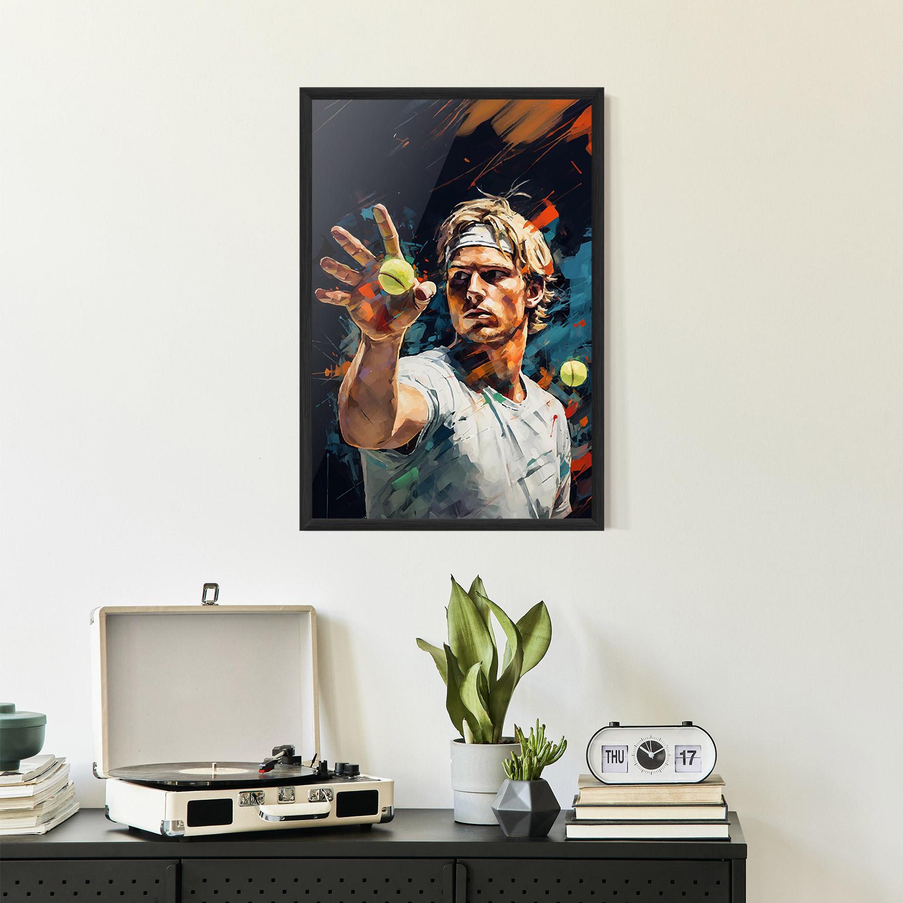 Gerahmte Poster Tennis Player Art mockup 2