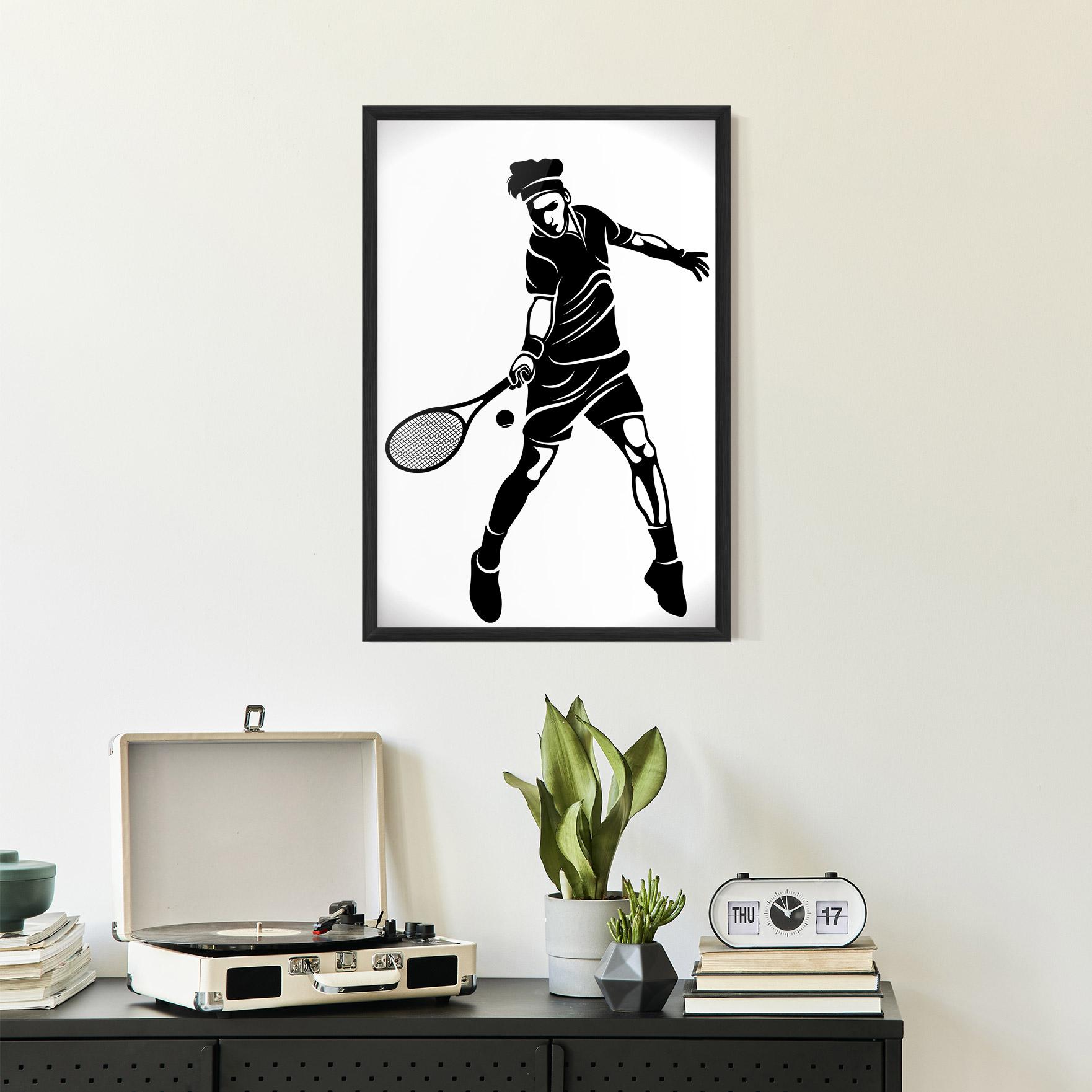 Gerahmte Poster Tennis Player Line mockup 2