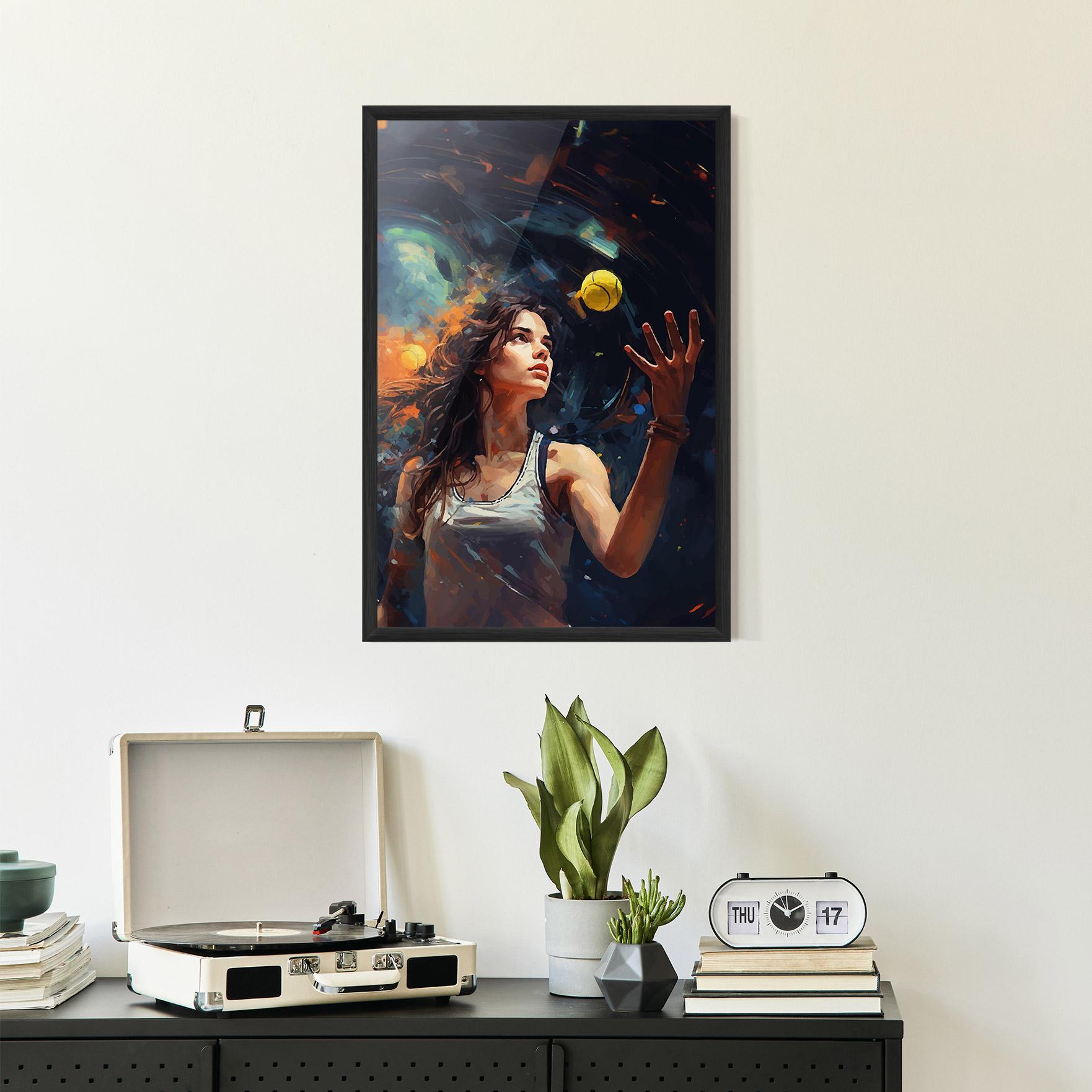 Gerahmte Poster Tennis Pretty Girl mockup 2