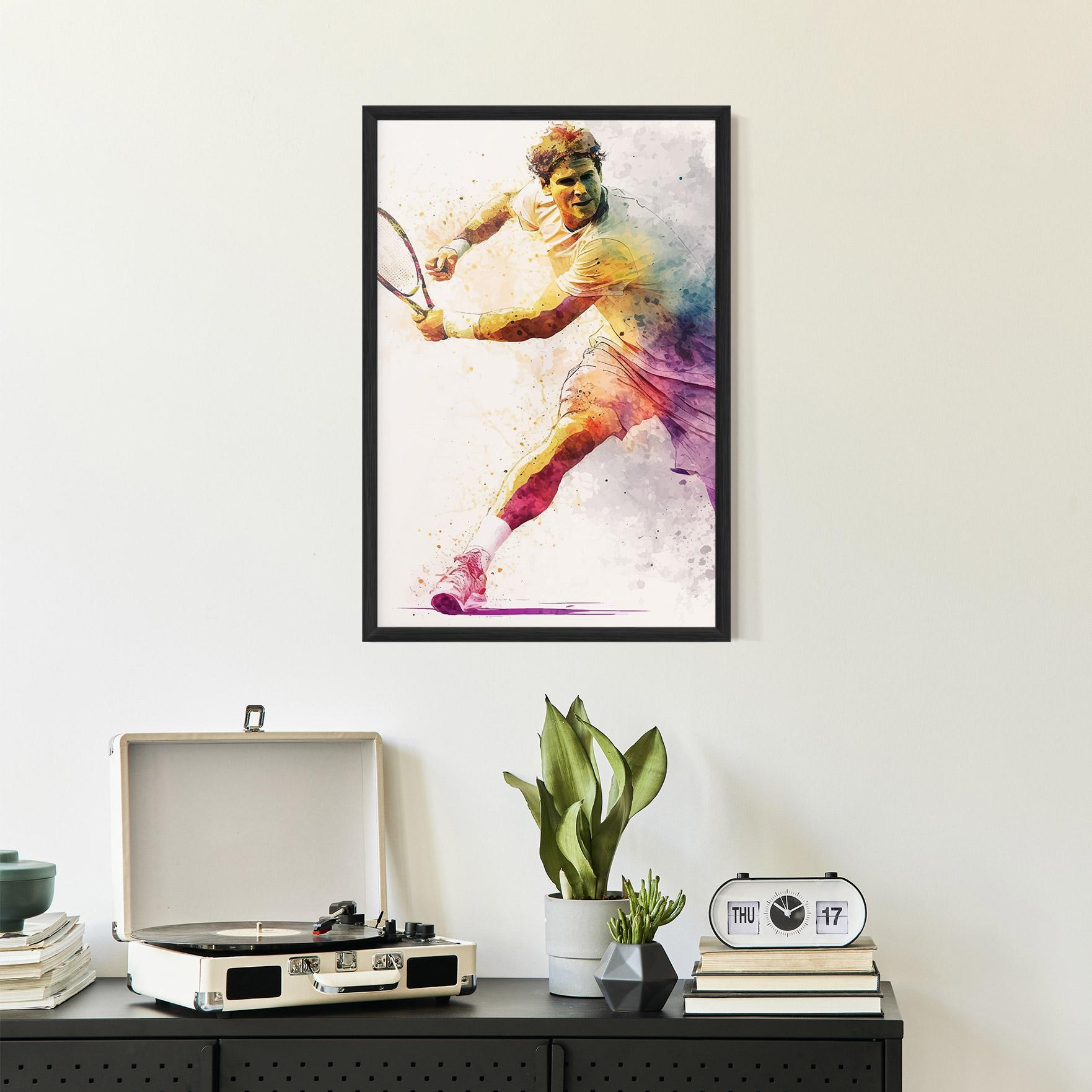 Gerahmte Poster Watercolor Tennis mockup 2